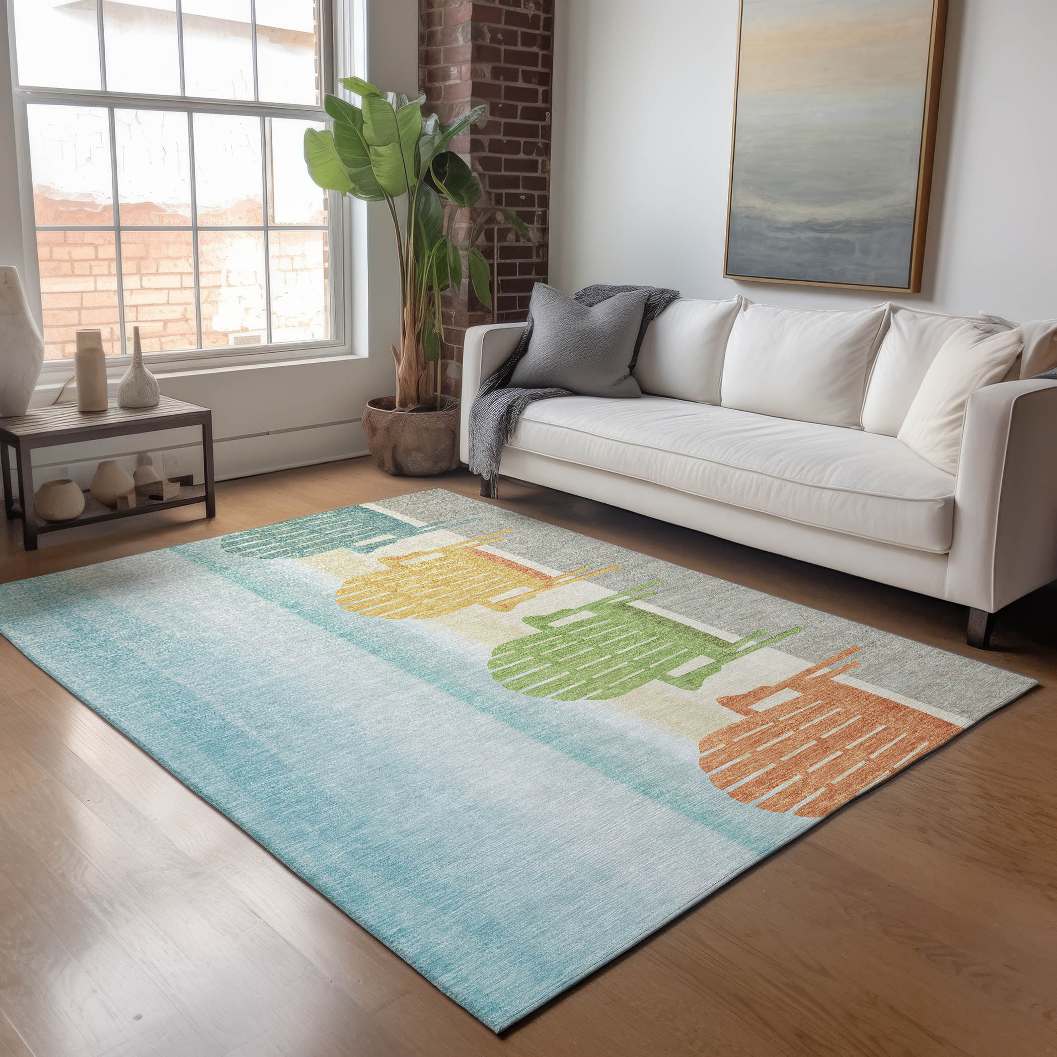 Addison Rugs AMF146PD5X8 Mayfield AMF146PD 5 x 7 (ft) Loomed Polyester Poolside Rectangular Indoor Geometric Machine washable Area rug