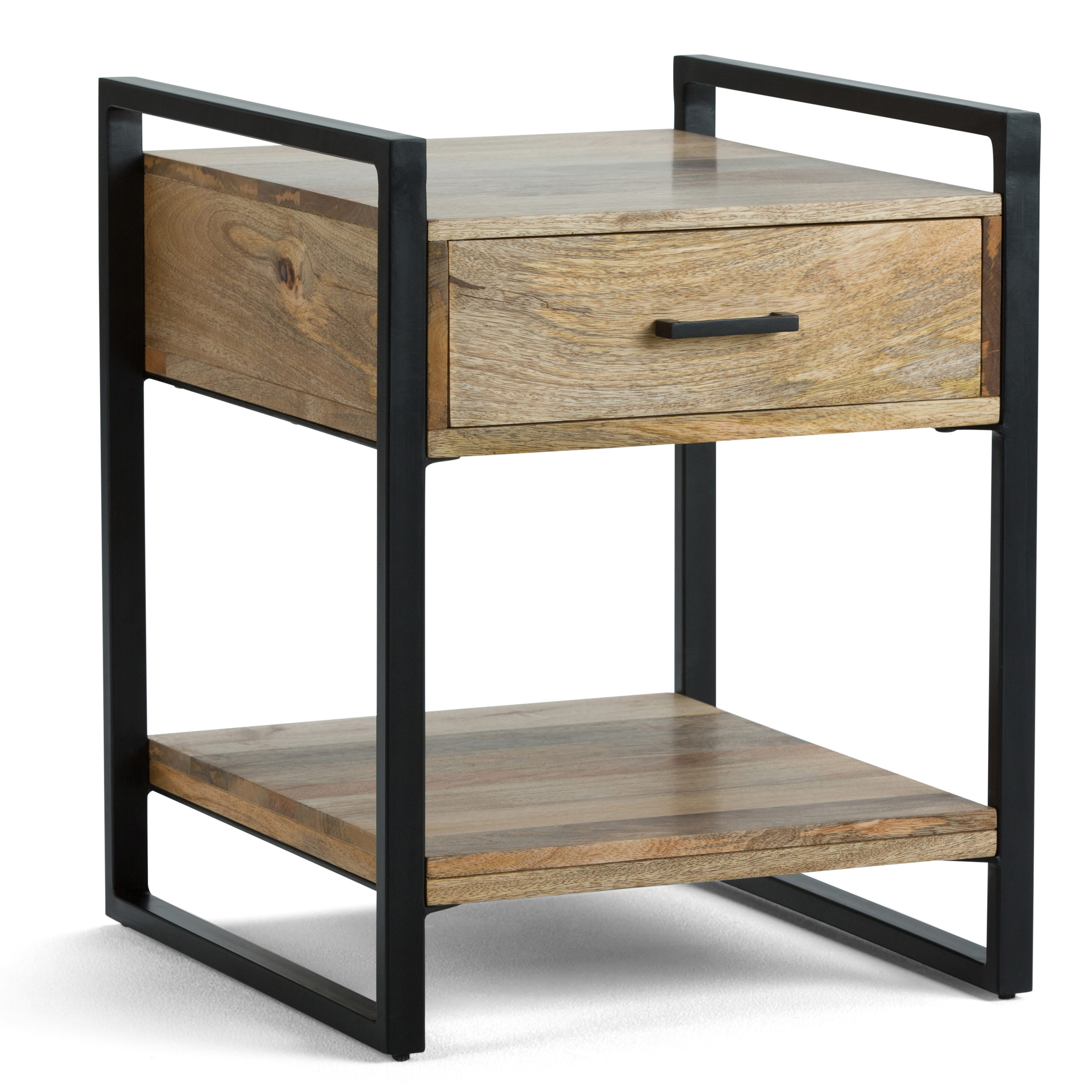 Simpli Home 3AXCRIV-02 Riverside 19.7-in W x 25.6-in H Natural Wood Modern End Table with Storage Assembly Required