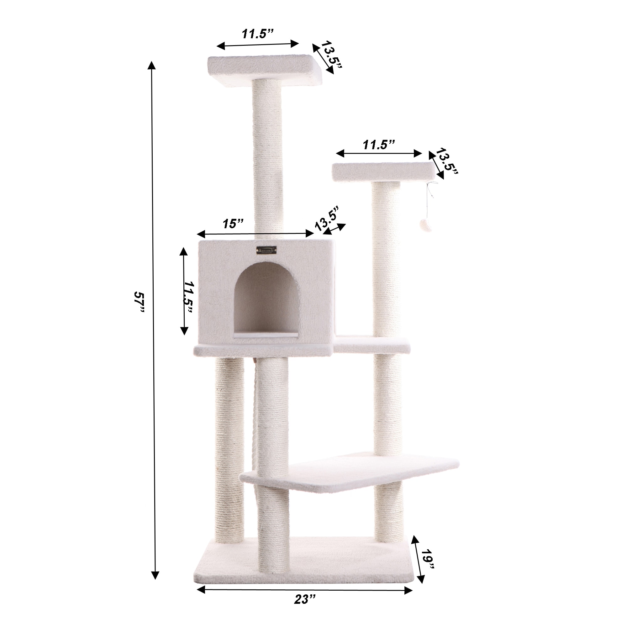 Ivory 57" Freestanding Cat Tree with Sisal Posts and Condo