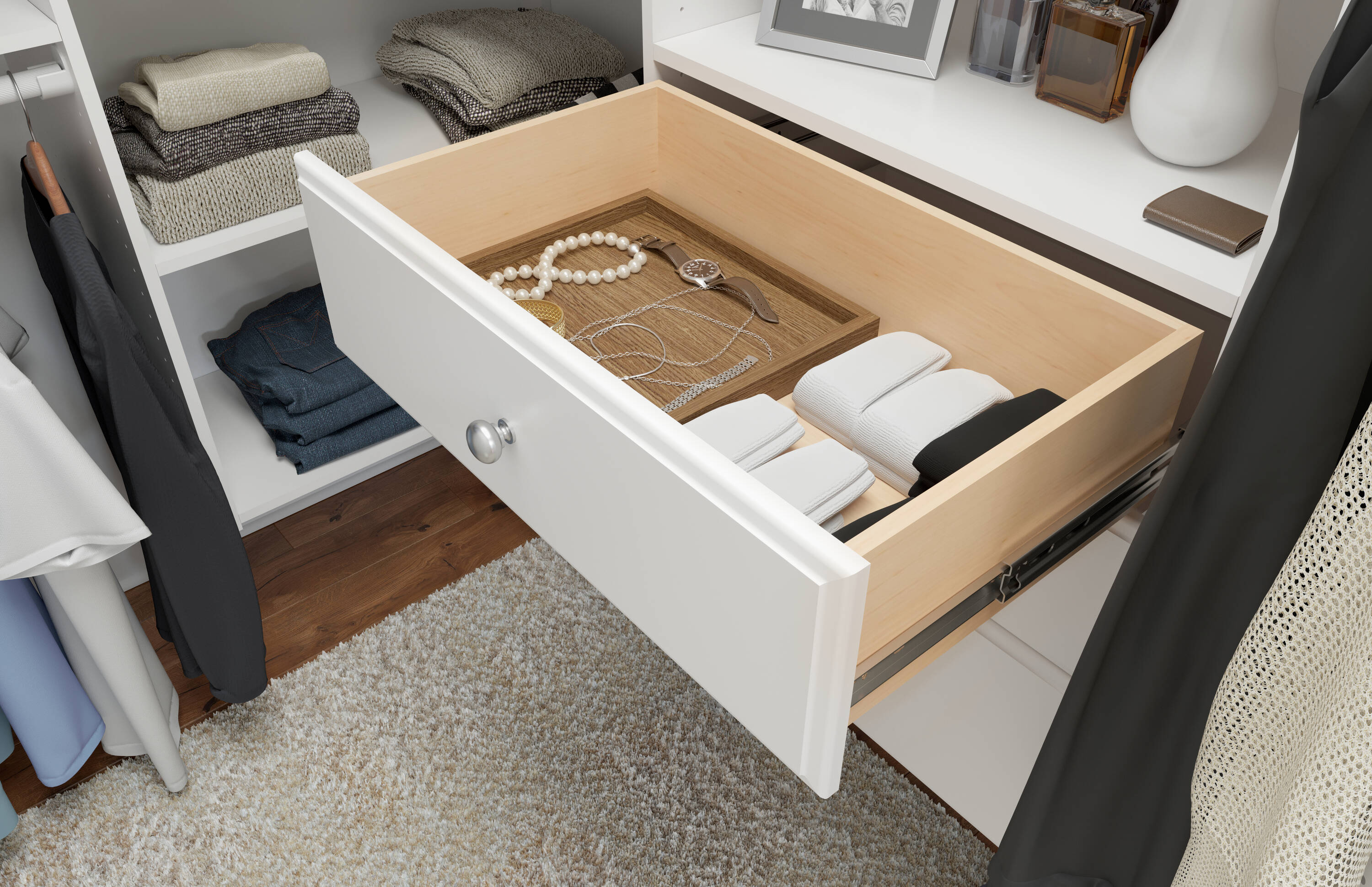 Easy Track 2.1-ft to 2.1-ft W x 7-ft H White Solid Shelving Wood Closet System