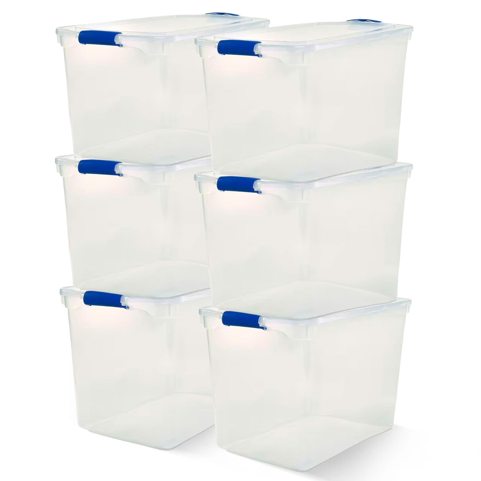 Homz Products 294053 Homz 112-Quart Clear Plastic Stackable Storage Containers w/ Latch Lid  6 Pack