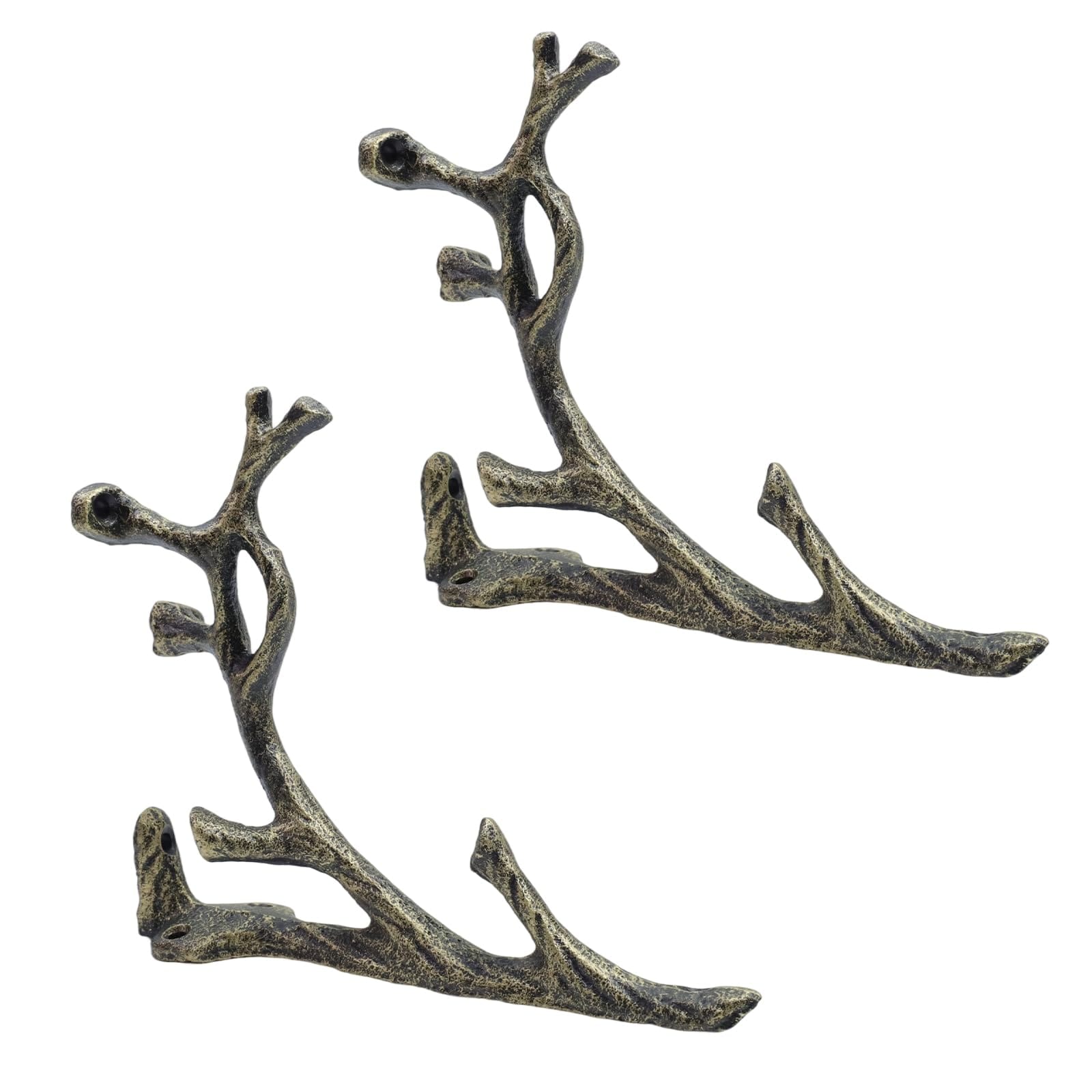 ITOPFOX  Vintage Cast Iron Tree Branch Shelf Brackets with Hooks Heavy Duty Rustic Decorative Floating Brackets Rack for Bedroom Kitchen Bathroom