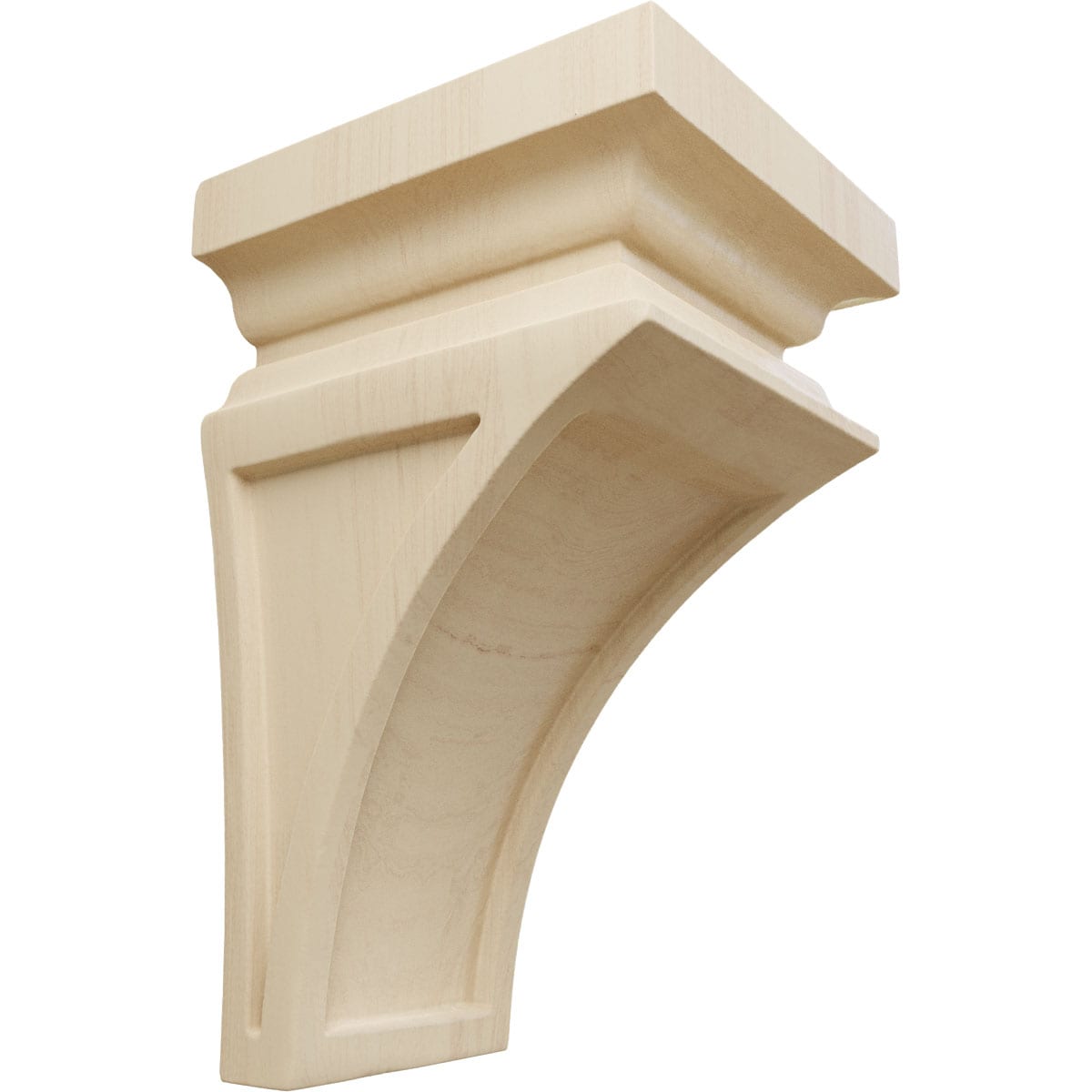 Ekena Millwork CORW03X03X06NERW 3-1/2-in x 3-3/4-in x 6-in Unfinished Rubberwood Wood Paintable/Stainable Corbel