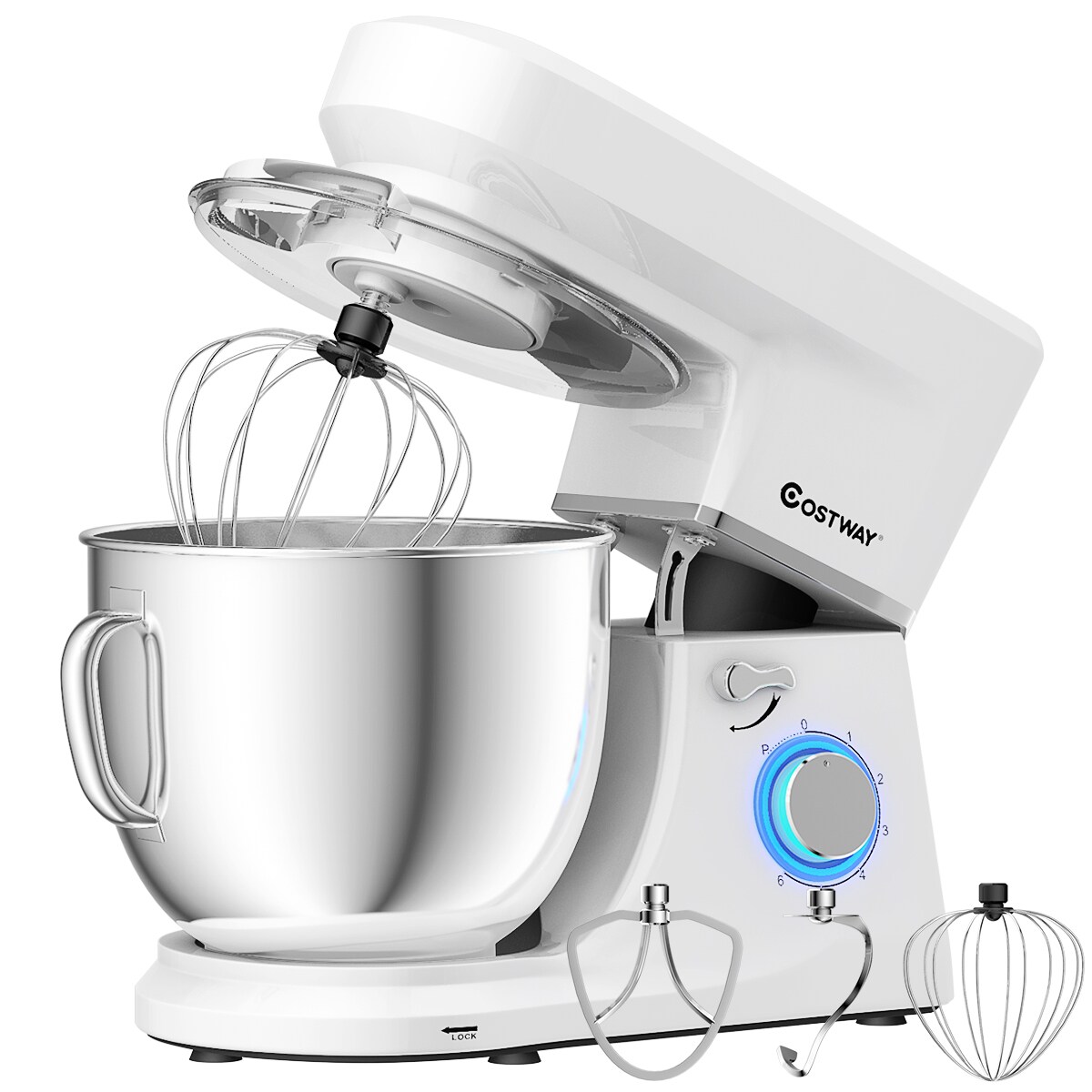 Goplus 7.5-Quart 6-Speed White Commercial/Residential Stand Mixer