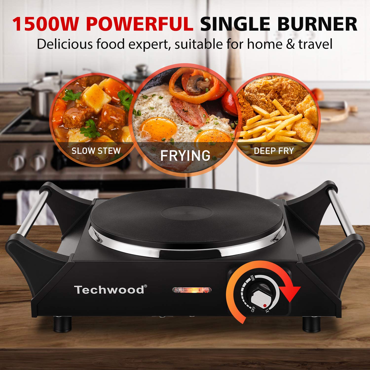 Hot Plate, Techwood Double Burner for Cooking, 1800W Countertop Electric  Stoves with Adjustable Temperature & Stay Cool Handles, Dual Cooktop for  RV/Home/Camp, Upgraded Version Stainless Steel, Silver: Home & Kitchen