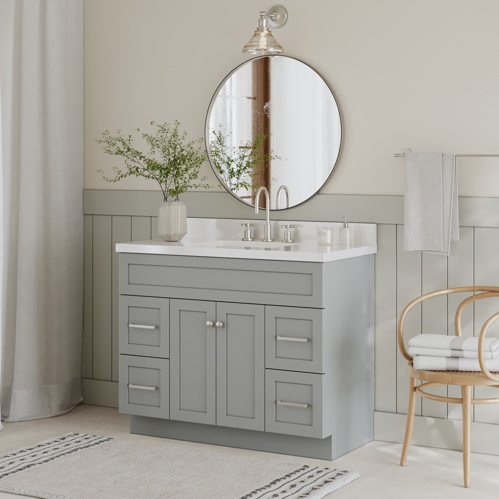 20 Gray Floating Small Corner Bathroom Vanity with Ceramics Single Vessel  Sink