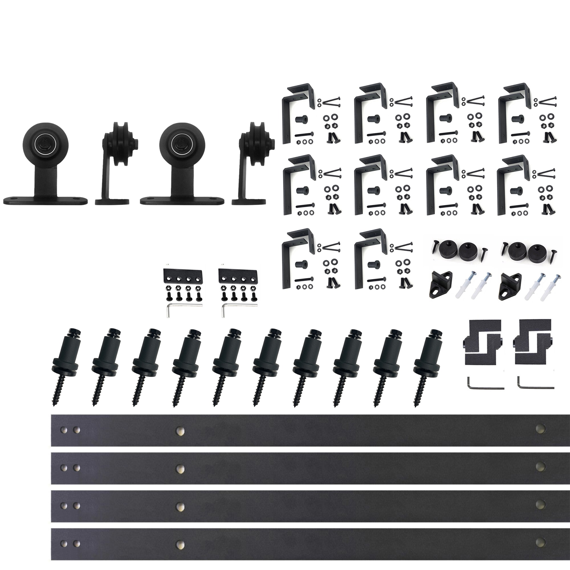 EightDoors 96-in Matte Black Indoor Top Mount Single Barn Door Hardware Kit B96TPBLACK Sansujyuku sansujyuku.com