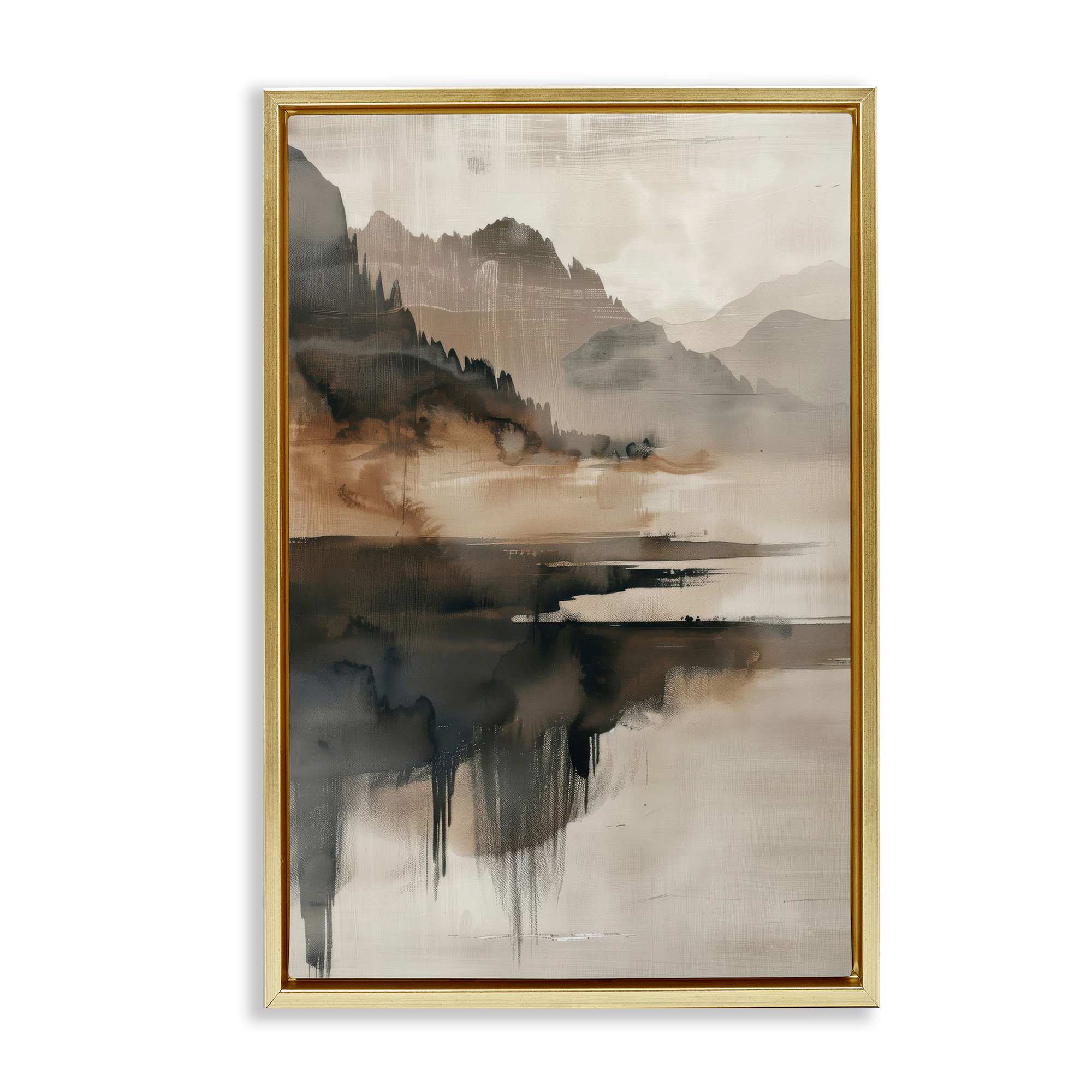 Stupell Industries BT-858-FFG-16X24 Layered Opaque Mountain Reflection Floating Frame design by LSR Creative Studio