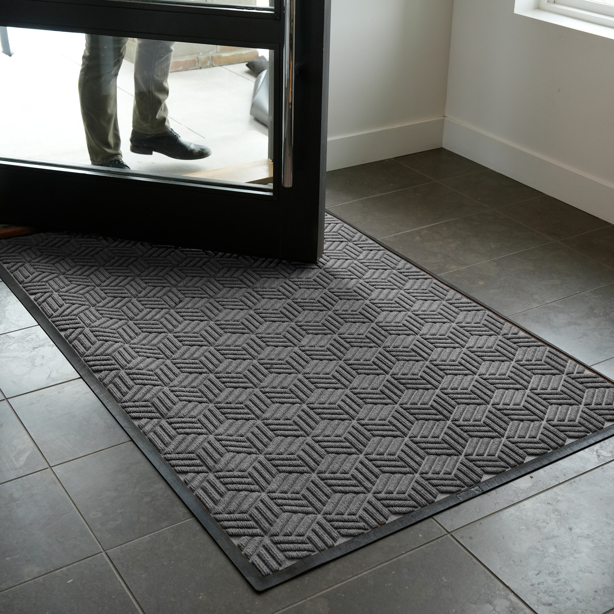 Bungalow Flooring 3-ft x 5-ft Charcoal Rectangular Indoor or Outdoor  Decorative Home Door Mat in the Mats department at