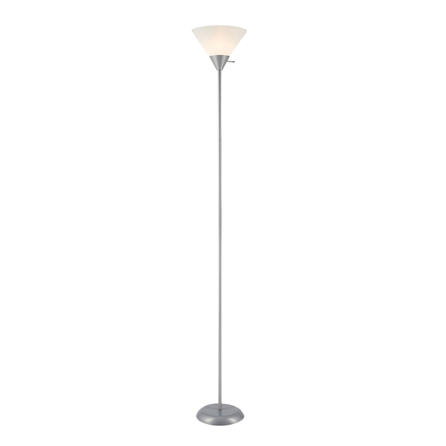 Matte Silver Torchiere Floor Lamp, Bronze Torchiere Floor Lamp With Frosted Plastic Shade