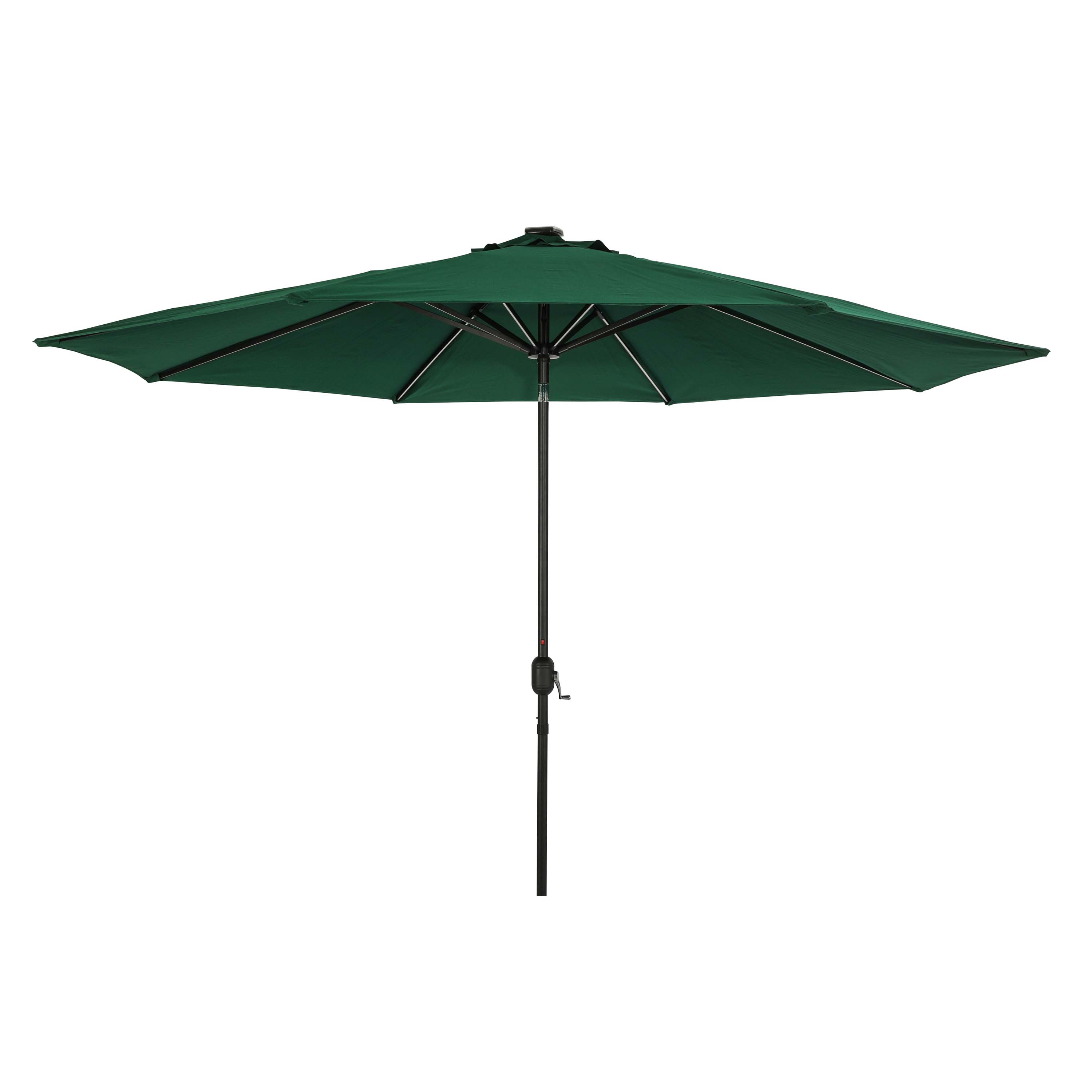 Island Umbrella NU6856 11-ft Aluminum Green Market Patio Umbrella with Lights