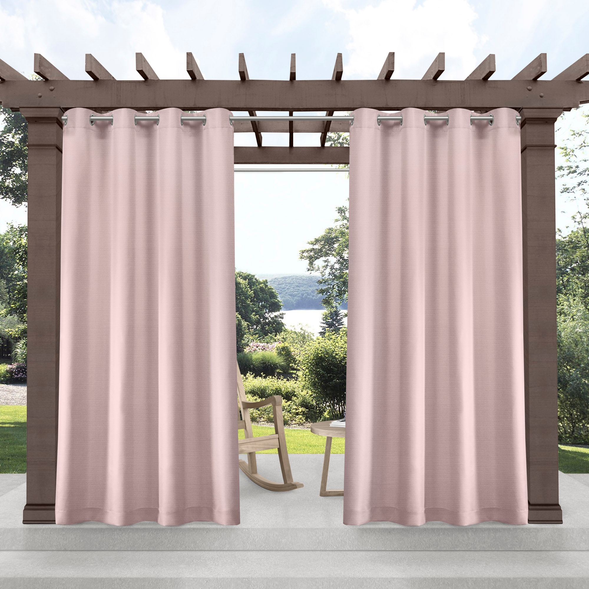 Exclusive Home YA013550DSEHG1 A261 120-Inches Outdoor Blush Light filtering Grommet Curtain panel pair