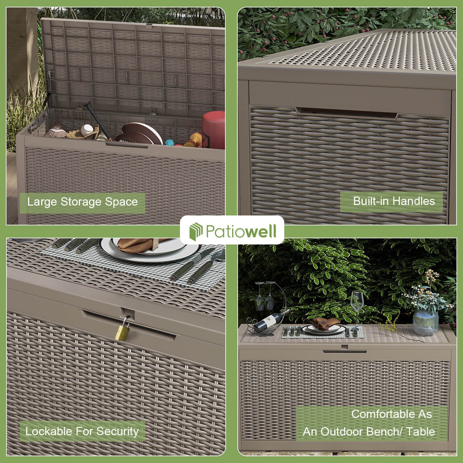 Patiowell 47.8-in L x 21.4-in 100-Gallons Light Brown Plastic Deck Box ...