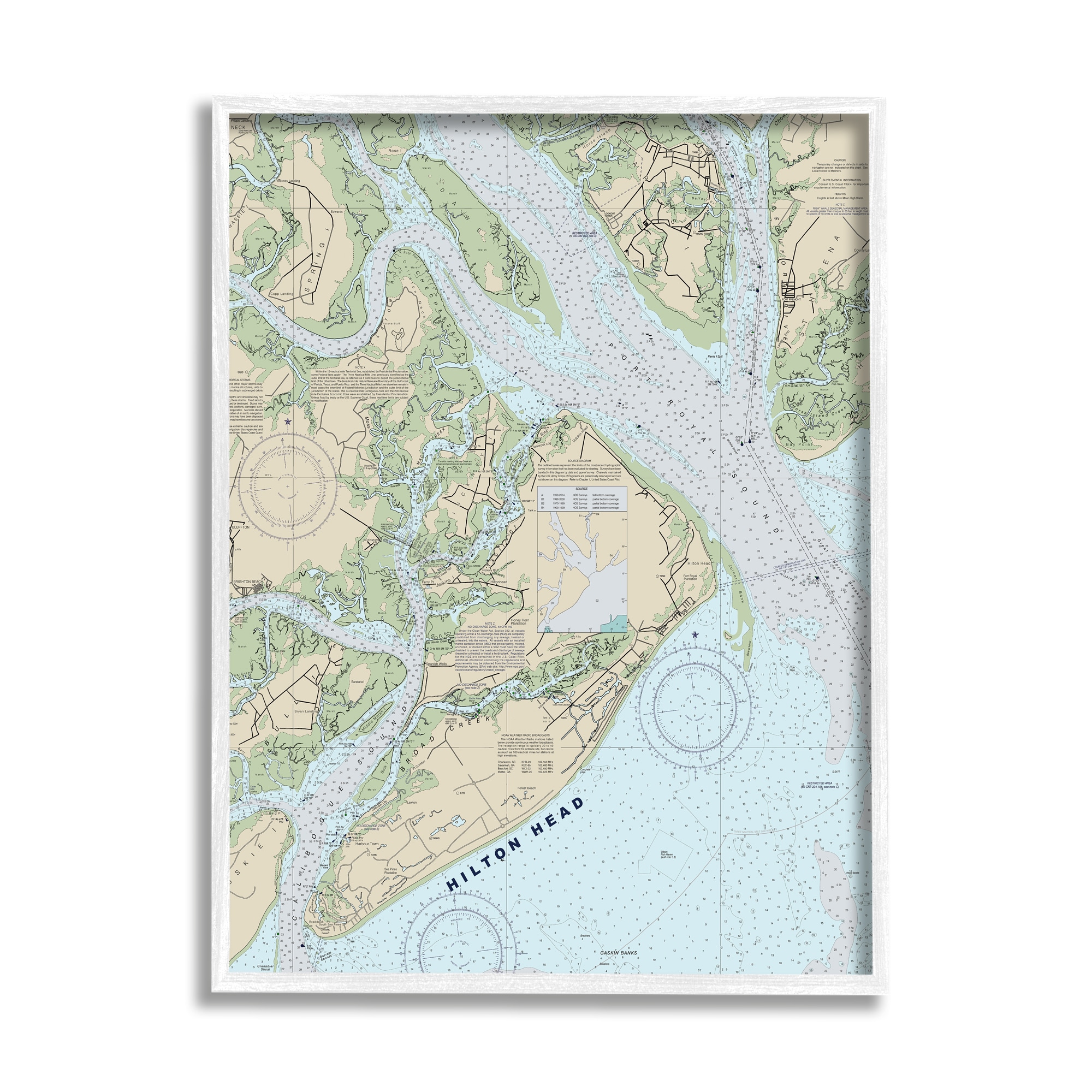 Stupell Industries Hilton Head South Carolina Coastal Nautical Map