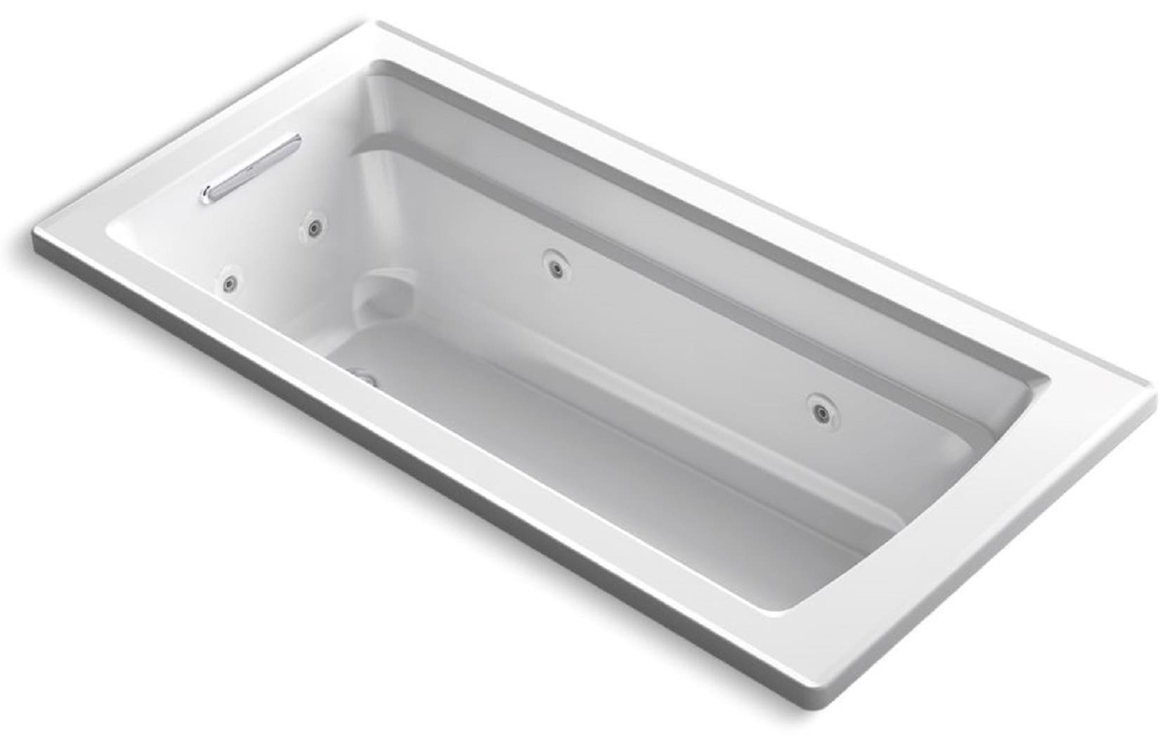 Archer Colelction K-1949-W1-0 66"" Drop-In Whirlpool Bathtub Includes 8 HydroMassage Jets  Bask Heated Surface  Textured Bottom Surface  Slotted -  Kohler