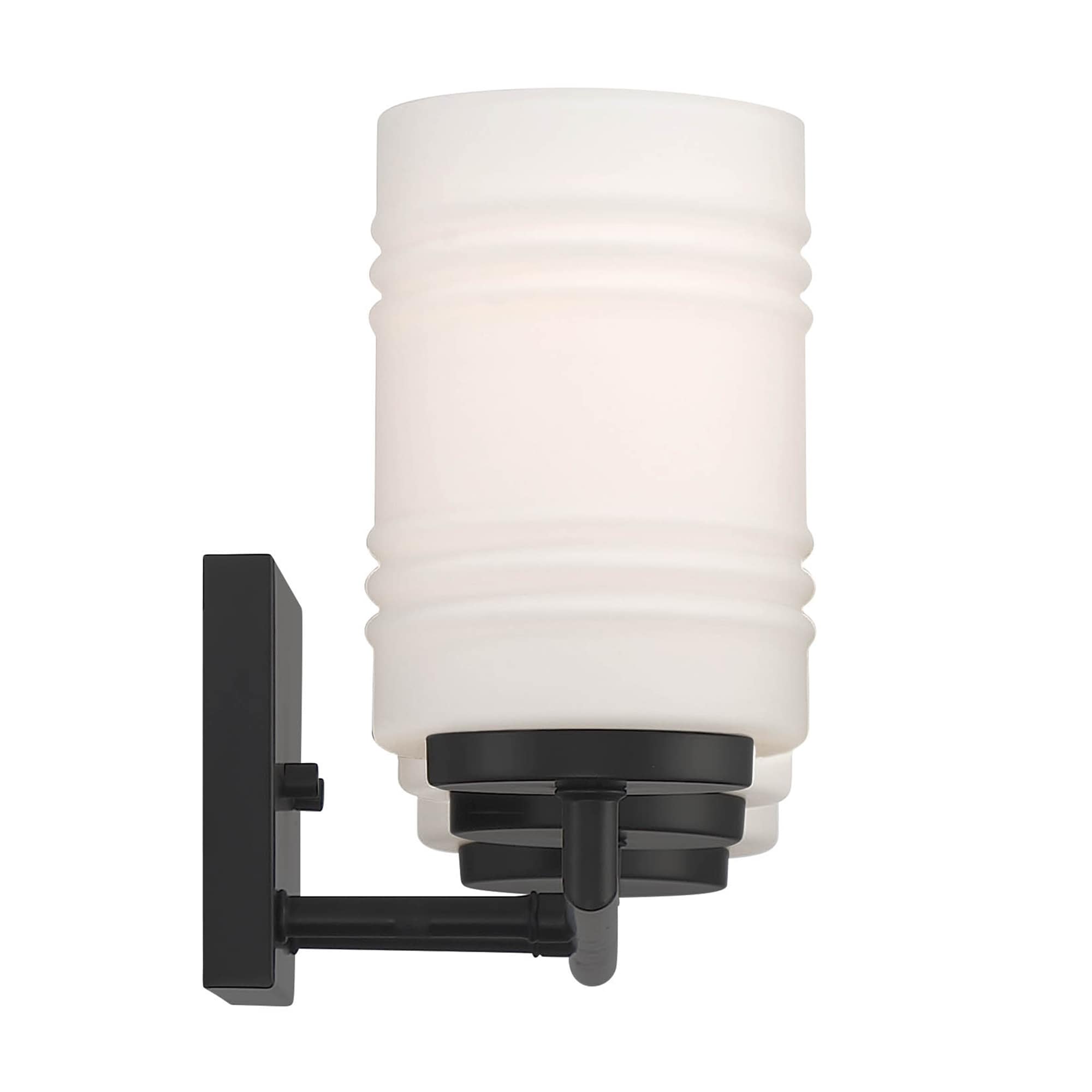Modern Matte Black 3-Light Vanity Bath Light with Etched Opal Glass