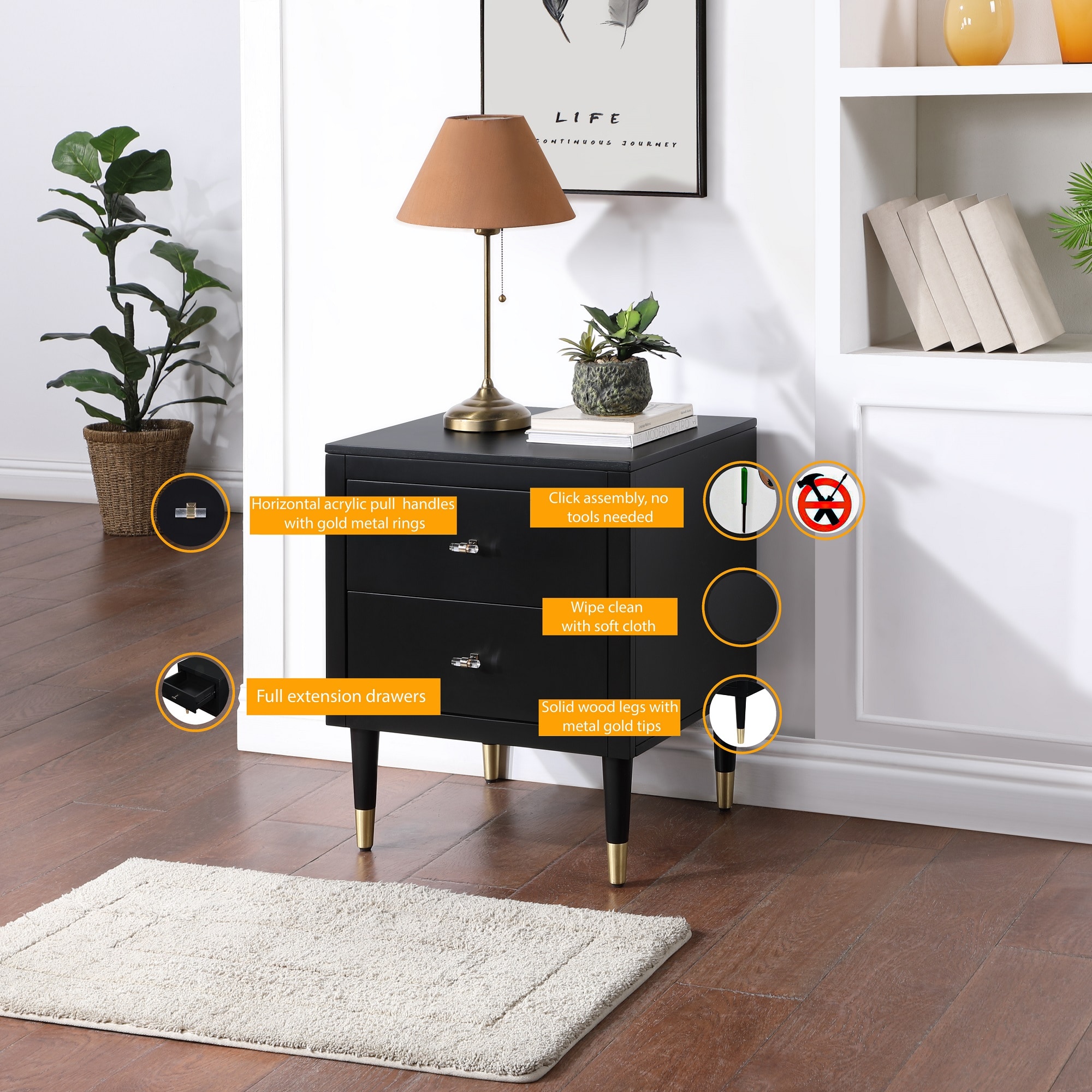 Manhattan Comfort 2-NS-CHKD02-BK nightstands - View #4