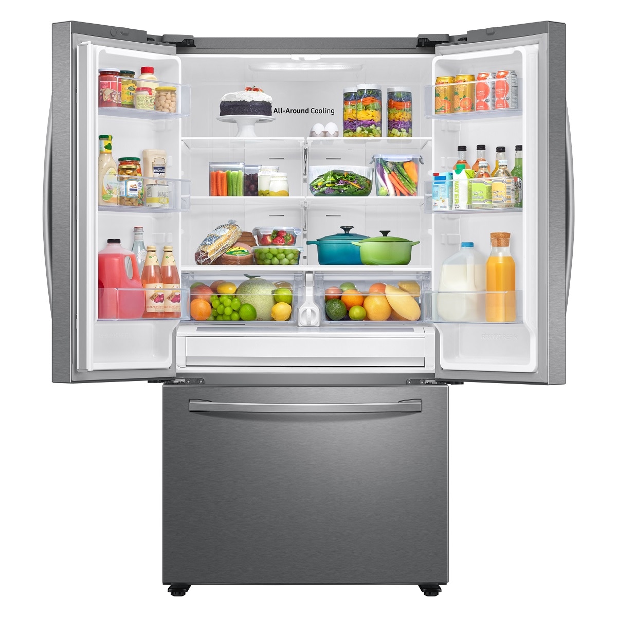 Samsung 28 2 Cu Ft French Door Refrigerator With Ice Maker Fingerprint Resistant Stainless Steel Energy Star In The French Door Refrigerators Department At Lowes Com