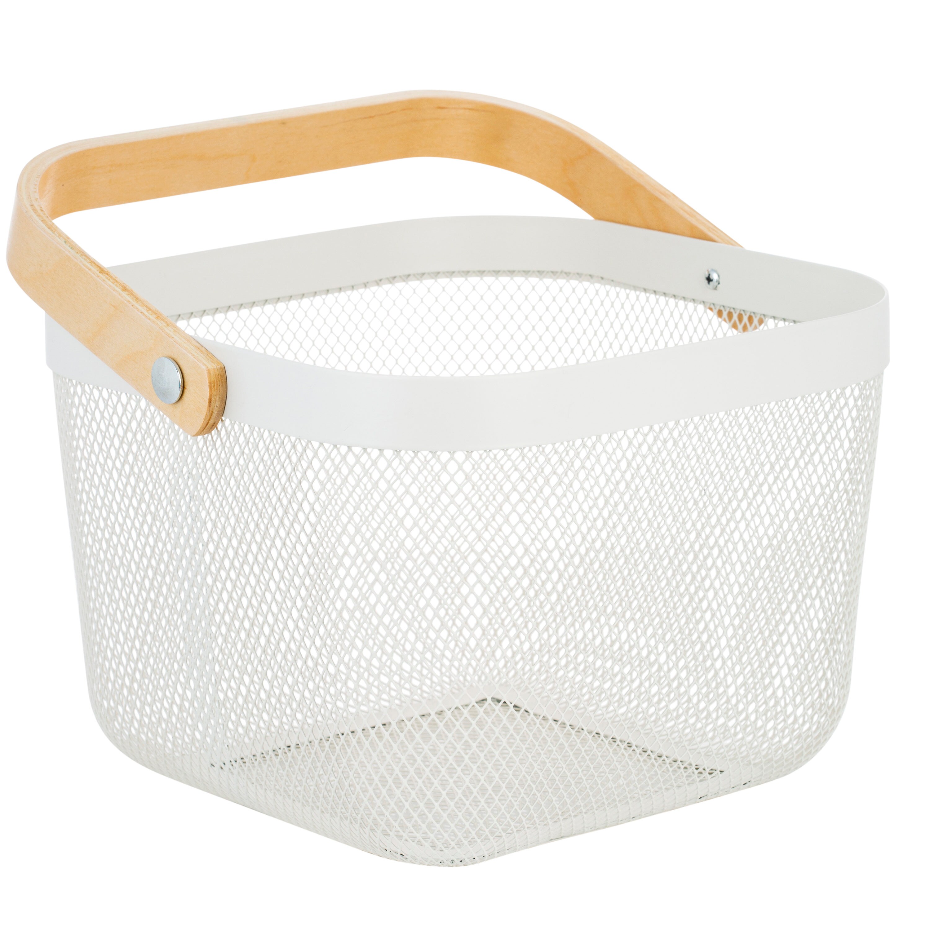 Simplify 2 Pack Slide 2 Stack It Plastic Storage Basket with Handles, White