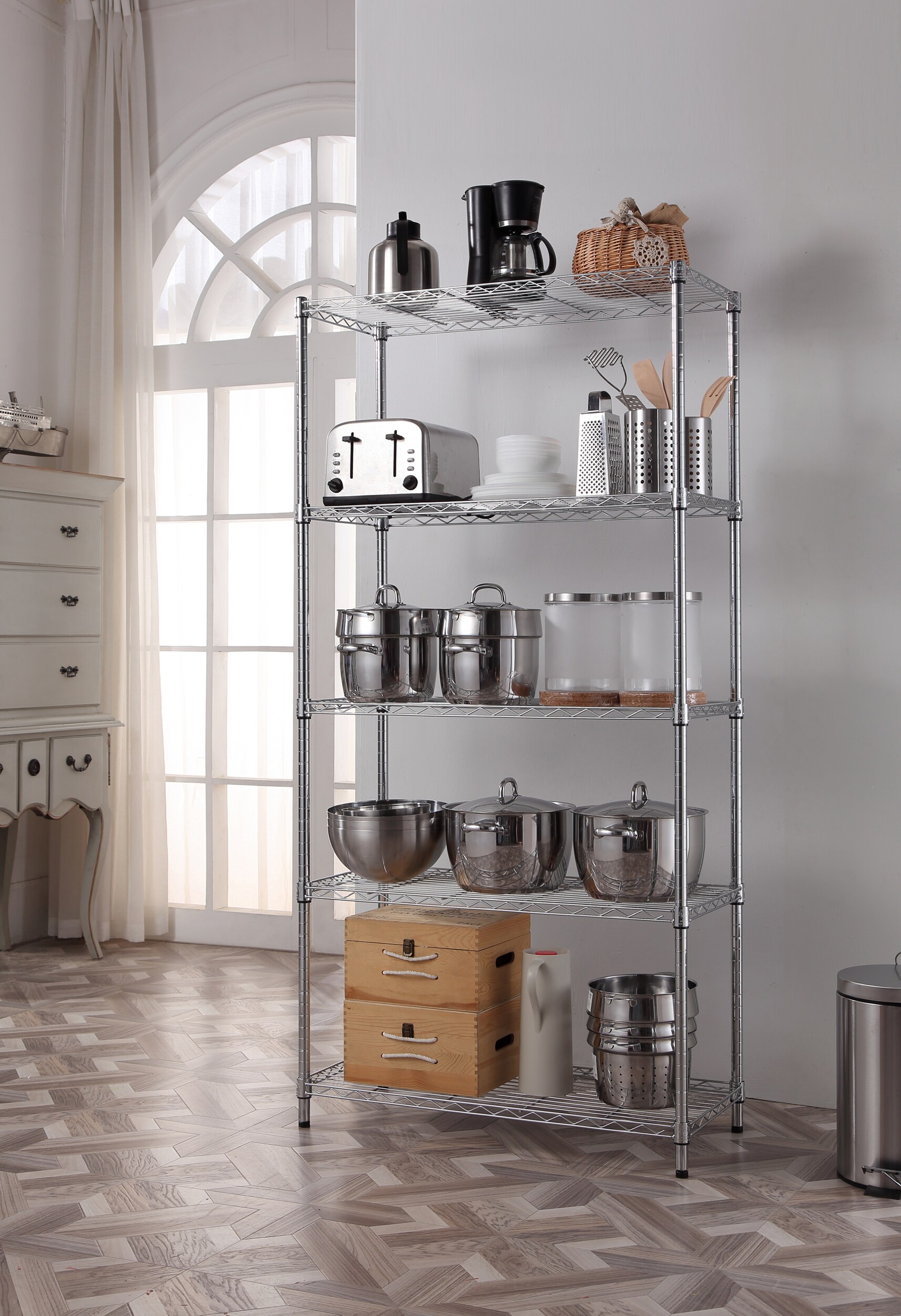 Style Selections Steel 5-Tier Utility Shelving Unit (36-in W x 16-in D ...