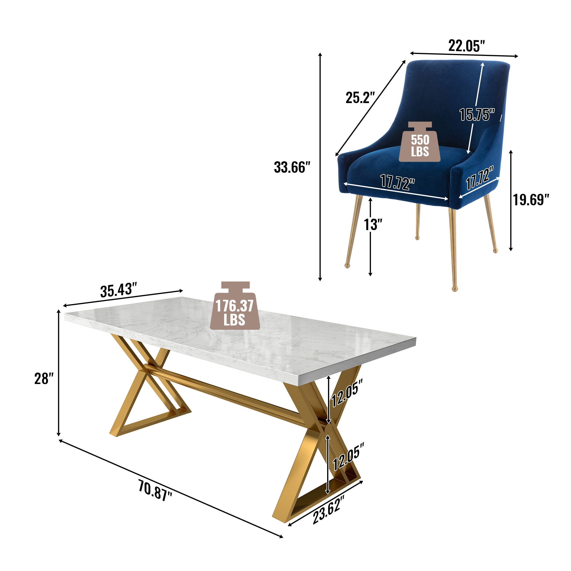 Clihome CL-DLS700NAVY Dining-Sets - View #4