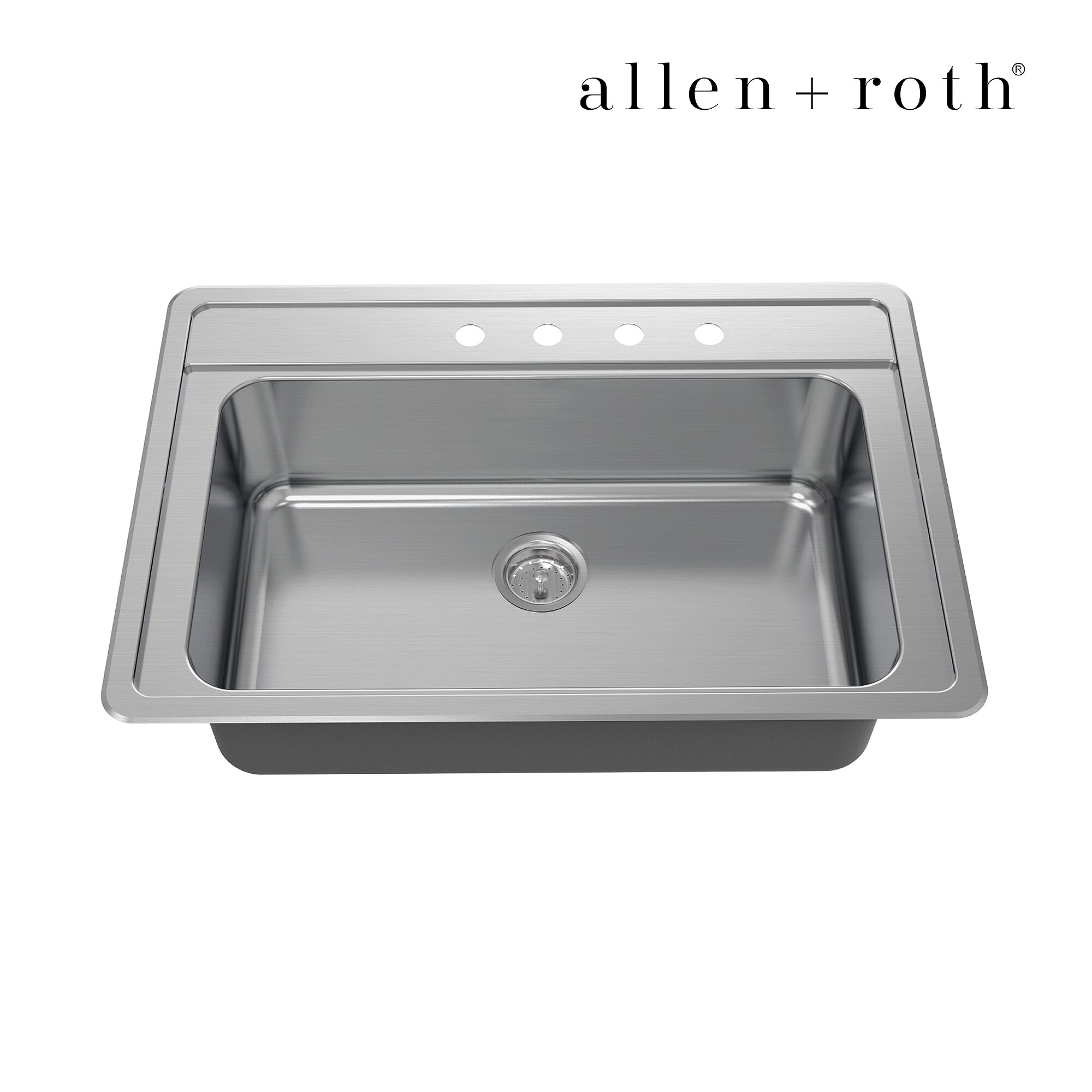 allen + roth Fenway Drop-In 33-in x 22-in Stainless Steel Single Bowl 4-Hole Kitchen Sink