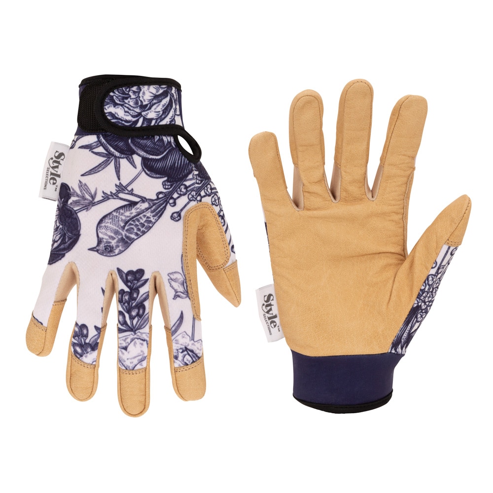 Style Selections Women's Small Patterned Leather/Polyester Gardening Gloves  in the Work Gloves department at