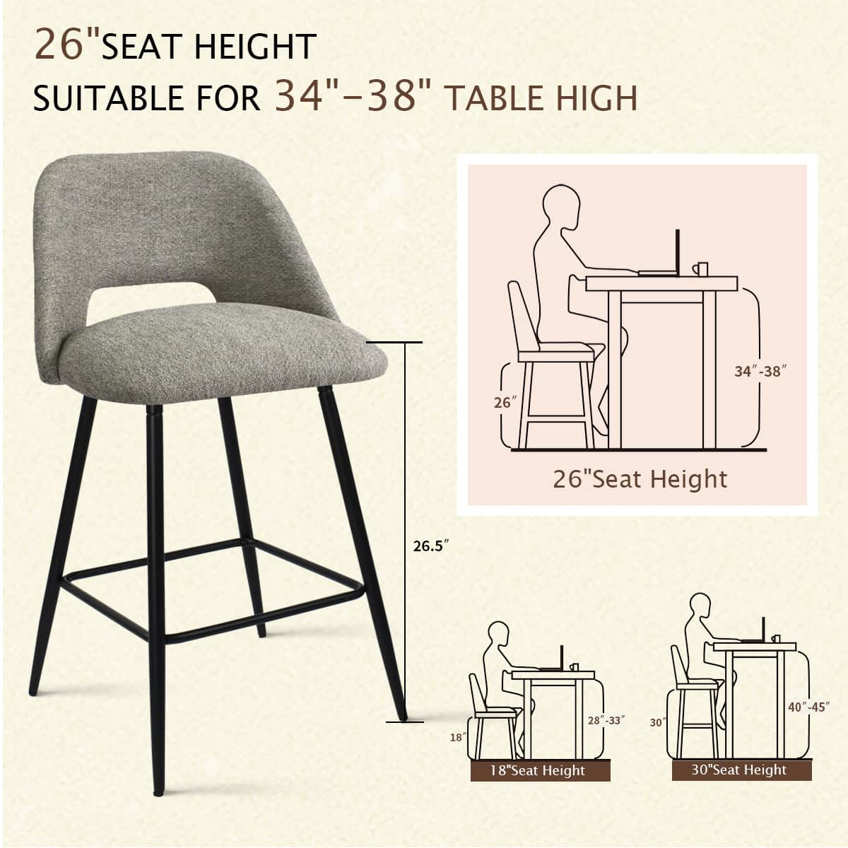 Maison Boucle EDWIN-MIDBAR-LTGR-4 stools - View #6