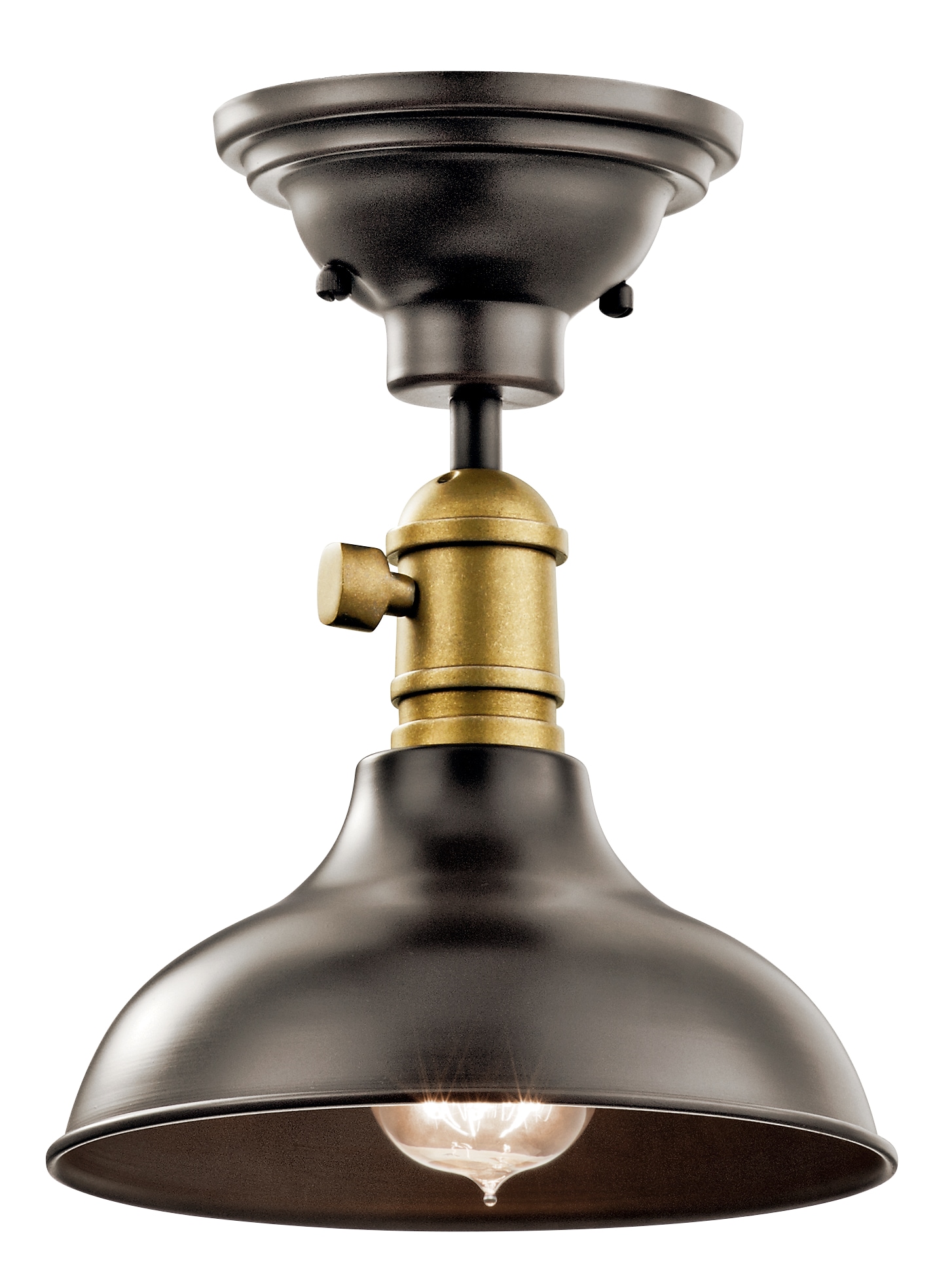 Vintage Olde Bronze Mini Pendant with Black Cone Shade