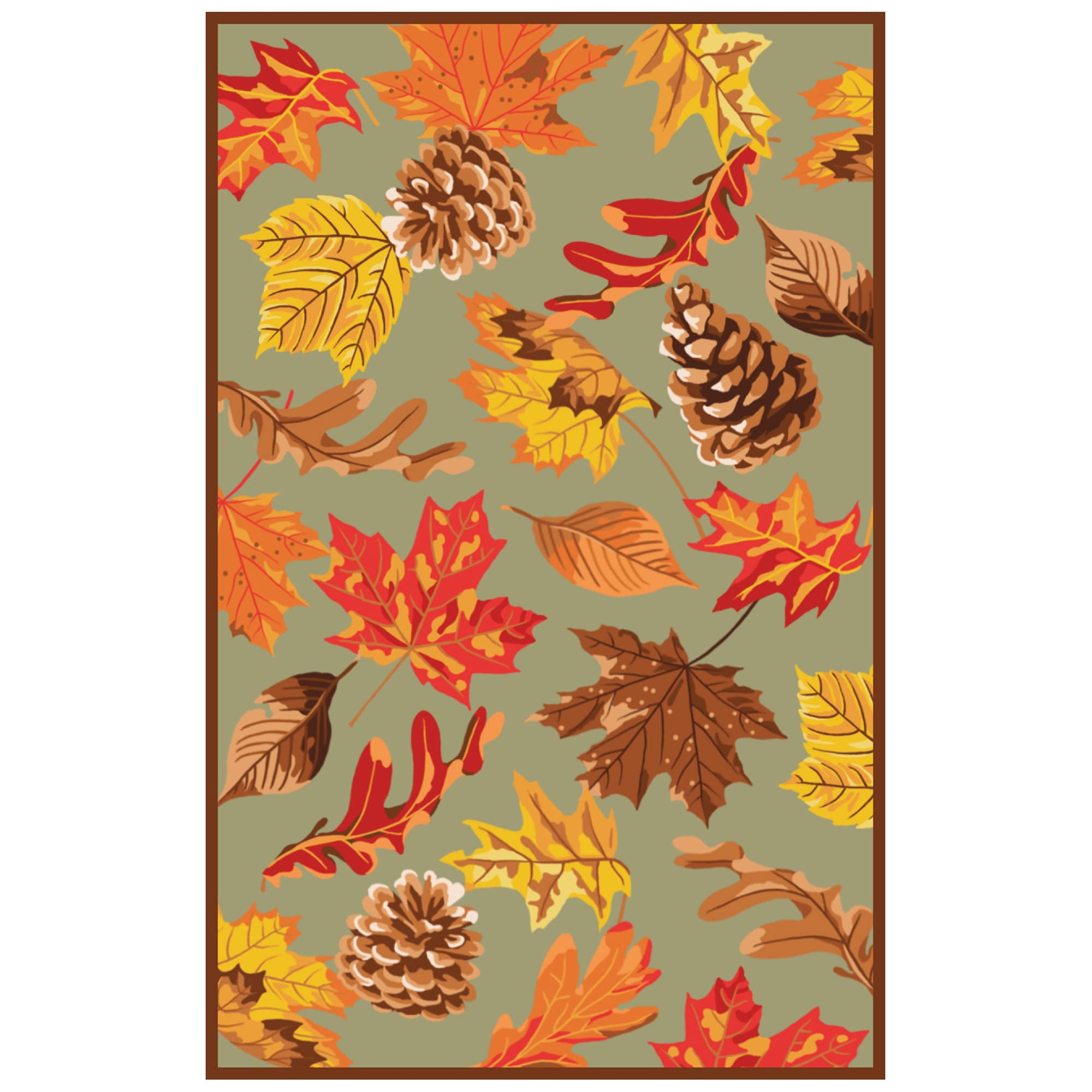 Liora Manne Natura Pinecone Border Outdoor Mat Natural - winter, holiday