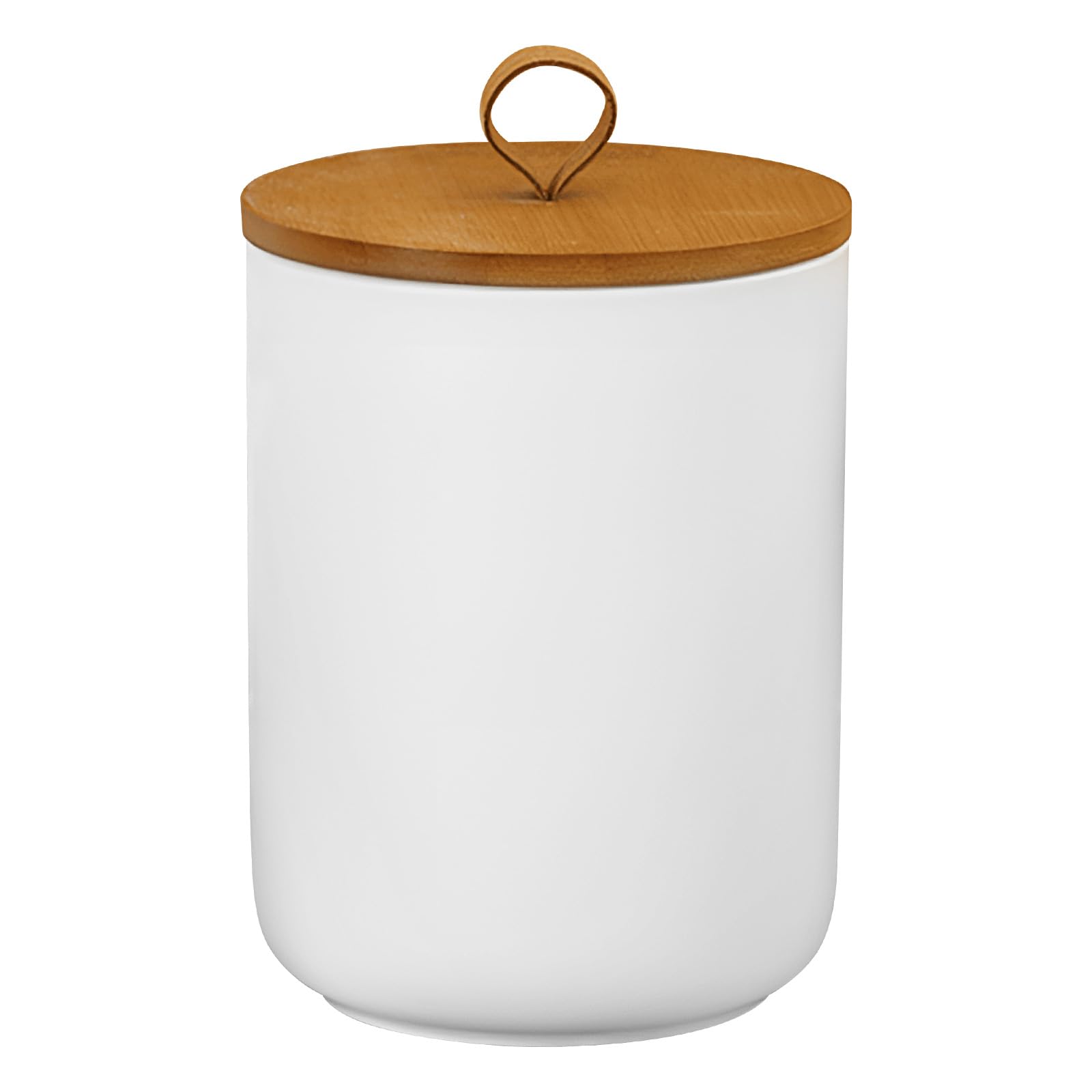 Aoibox  Large White Ceramic Storage Canister with Wooden Lid Airtight Decorative Food Container for Kitchen