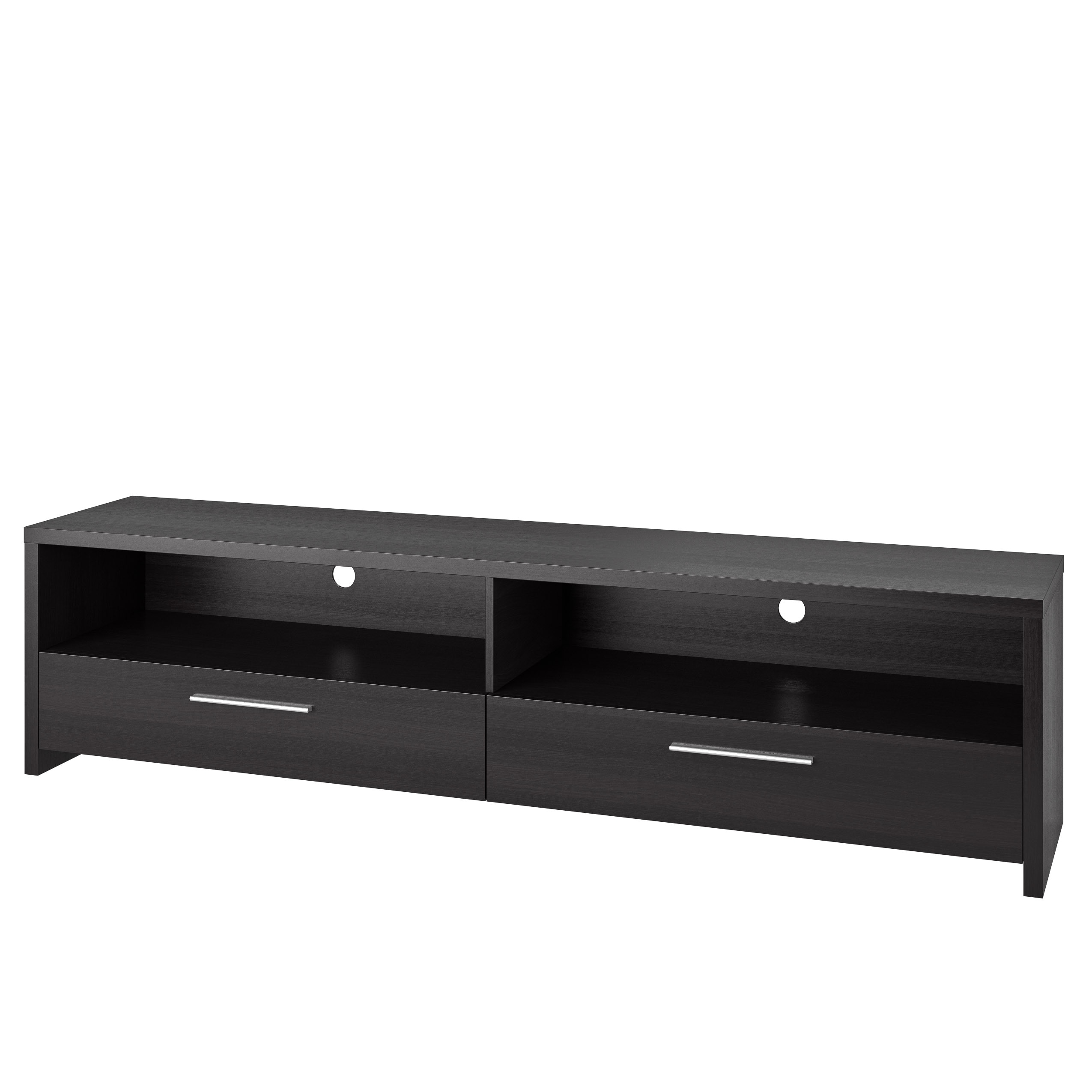 Black Faux Wood Grain 75'' TV Stand with Cabinet and Drawers