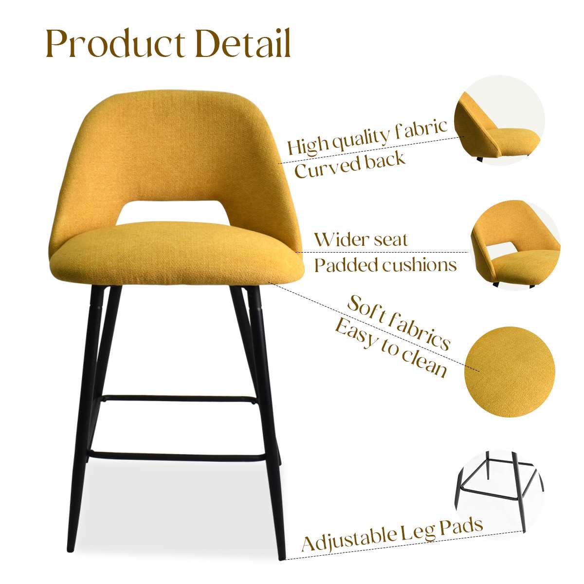 Maison Boucle EDWIN-MIDBAR-YE-4 stools - View #4