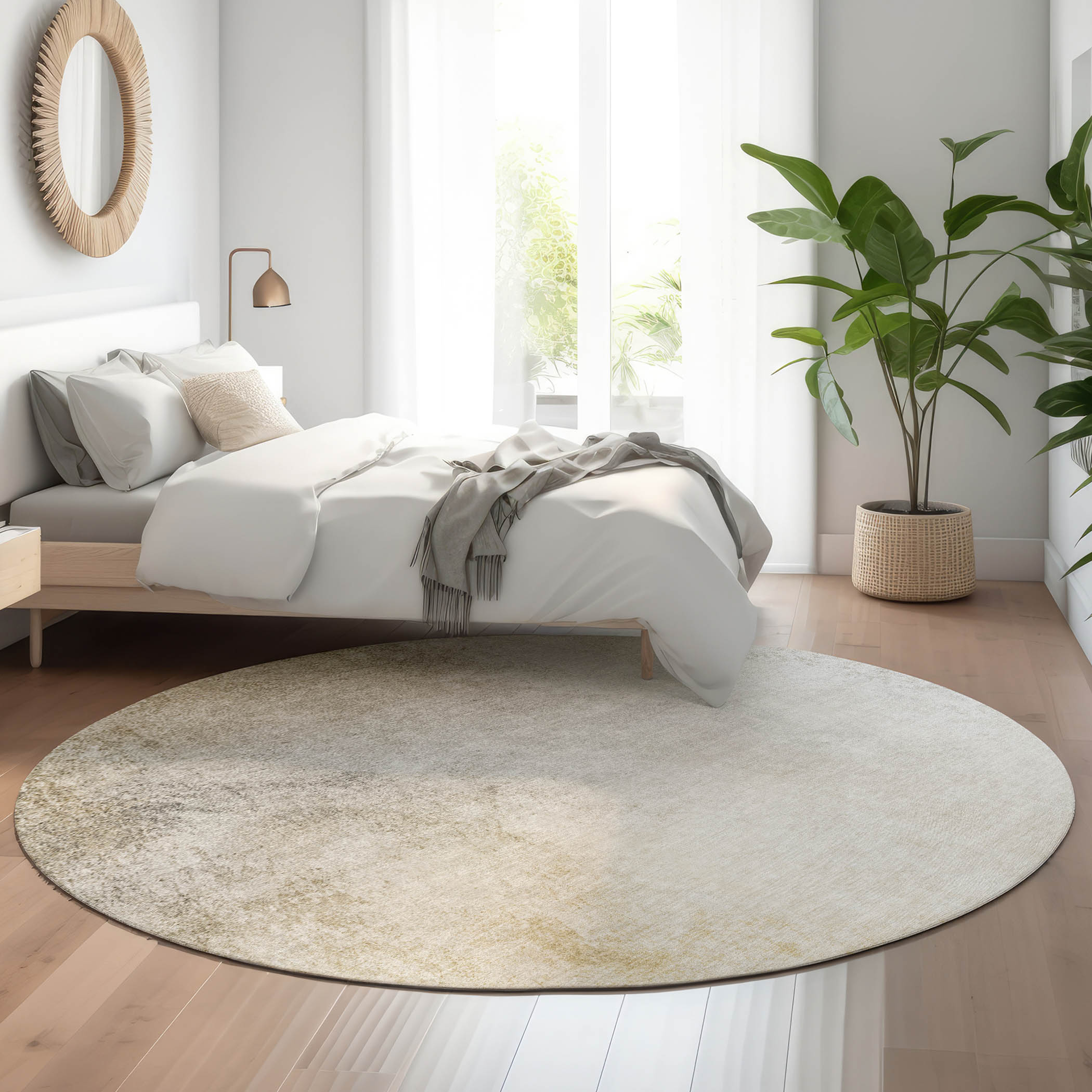 Addison Rugs AMF601TP8RO Mayfield AMF601TP 8 x 8 (ft) Loomed Polyester Taupe Round Indoor Geometric Machine washable Area rug