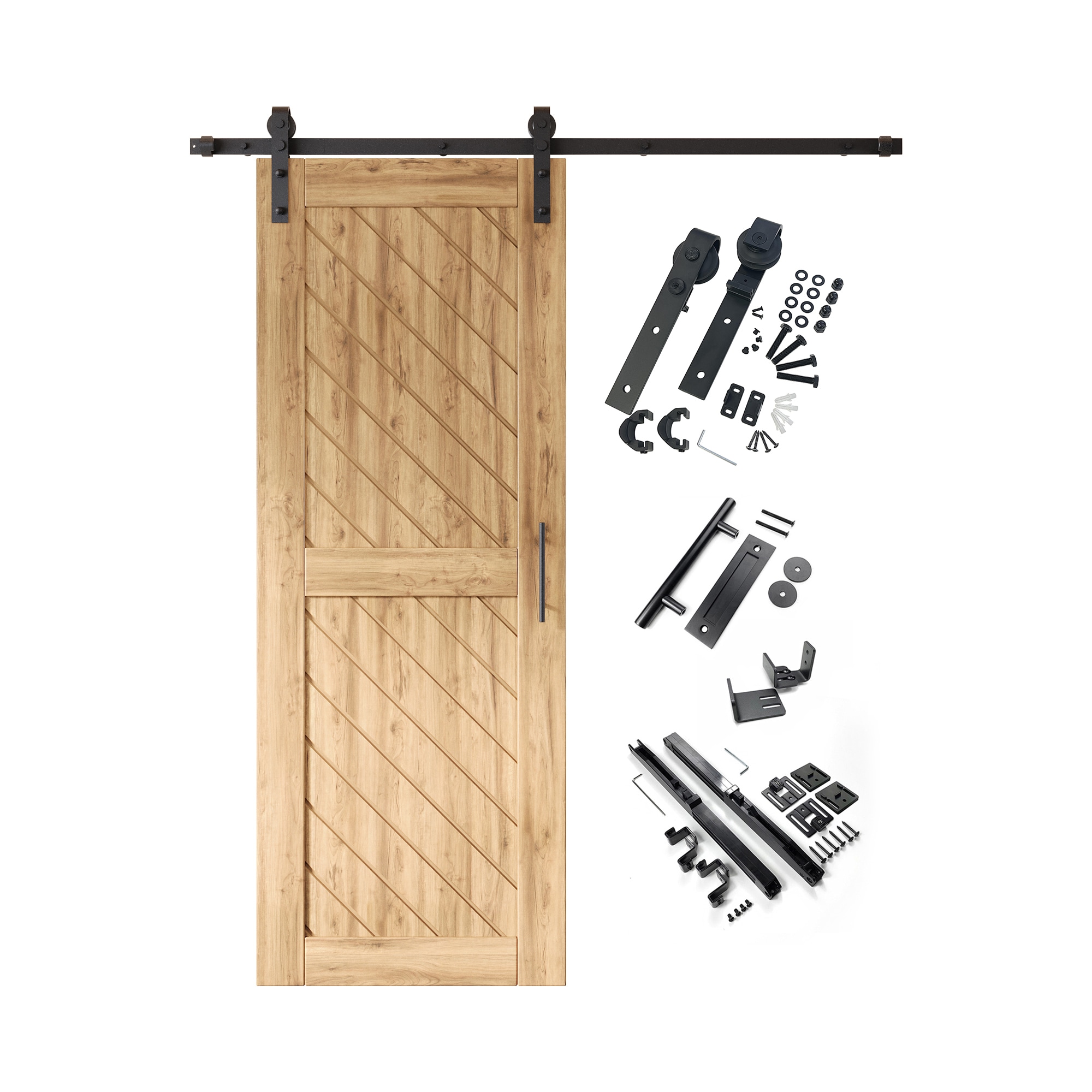 HOMACER YT1TGH054C-XT2-2680 26-in x 80-in Unfinished Unfinished Non-standard Pine Wood Solid core Single Barn Door (Hardware Included)