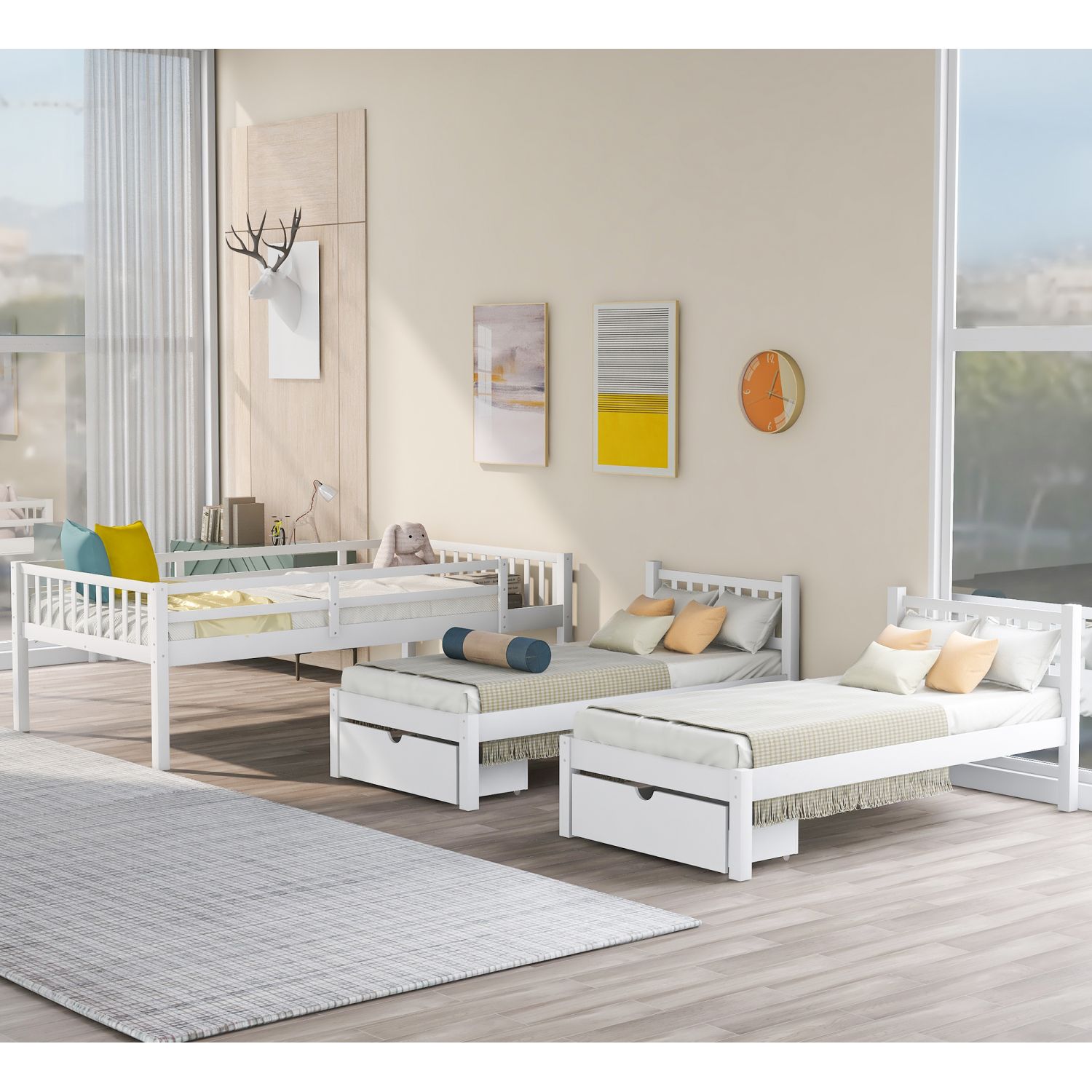 JASMODER White Full Composite Platform Bed in the Beds department at ...