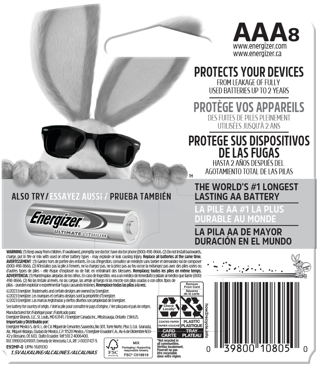 Energizer E92MP-8 Aaa-Batteries - View #2