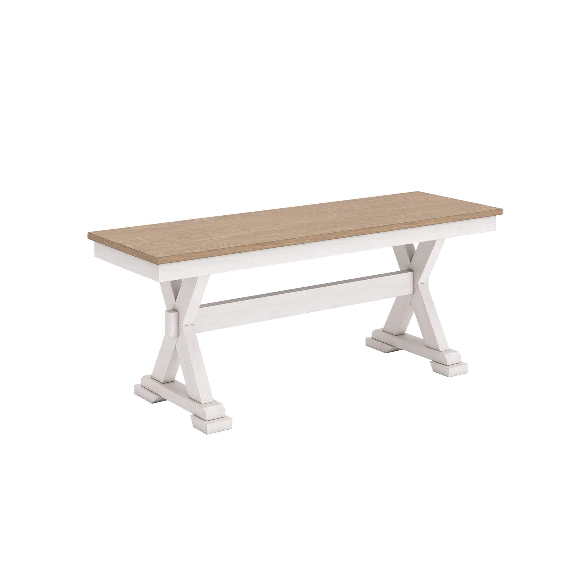Signature Design by Ashley Westlinport Antique White/Light Brown 48 inch Dining Bench