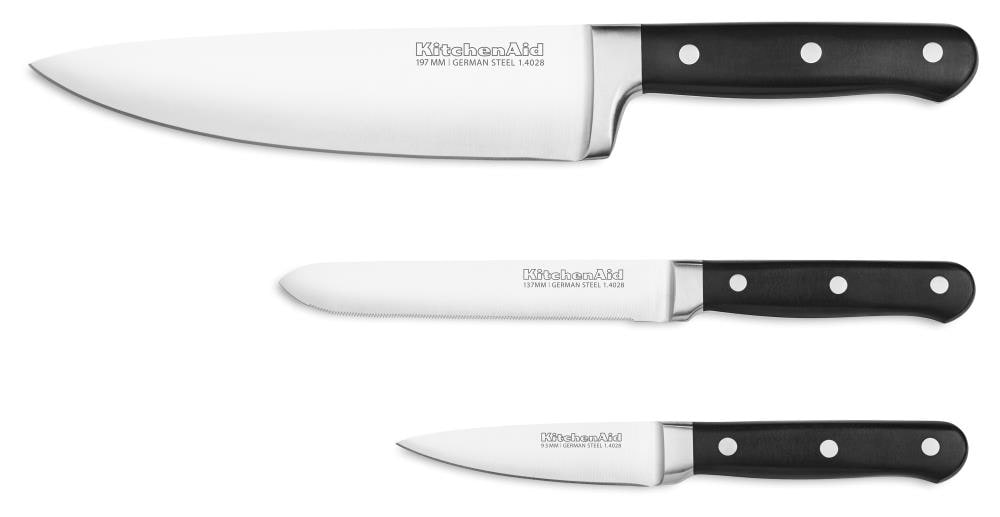 New KITCHEN AID 3 PIECE KNIFE SET 8'' CHEFS 5.5'' UTILITY 3.5