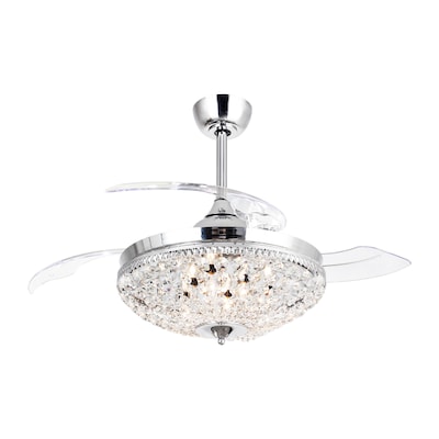 Parrot Uncle 42 In Chrome Led Indoor, Chandelier With Ceiling Fan For Bedroom