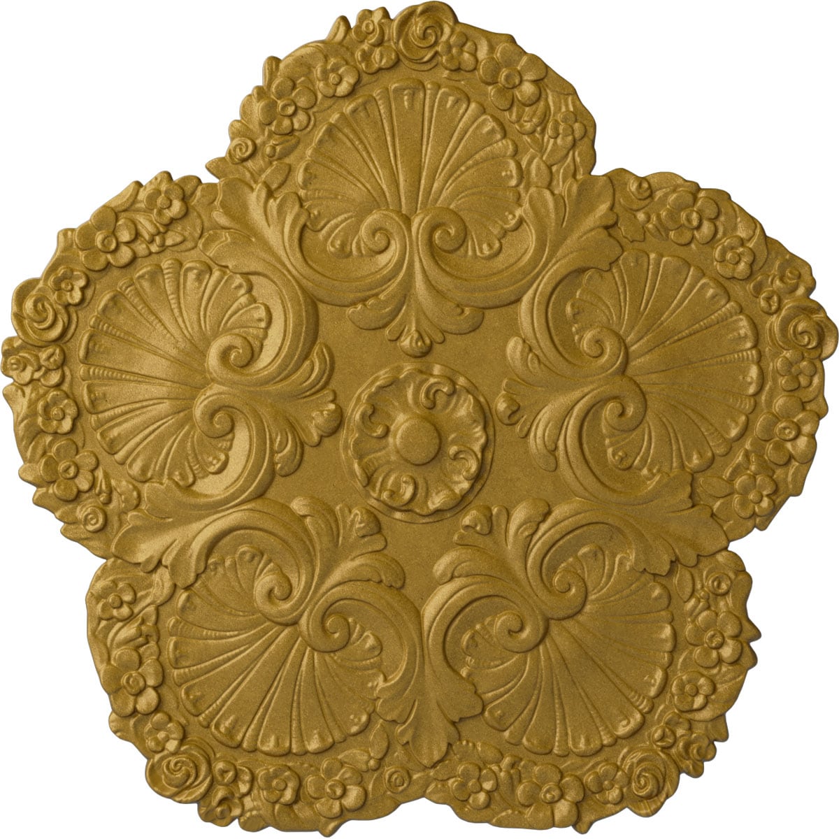 Ekena Millwork CM25SHPGS Shell 25.625-in W x 25.625-in L Painted Pharaohs Gold Polyurethane Whole Ceiling Medallion