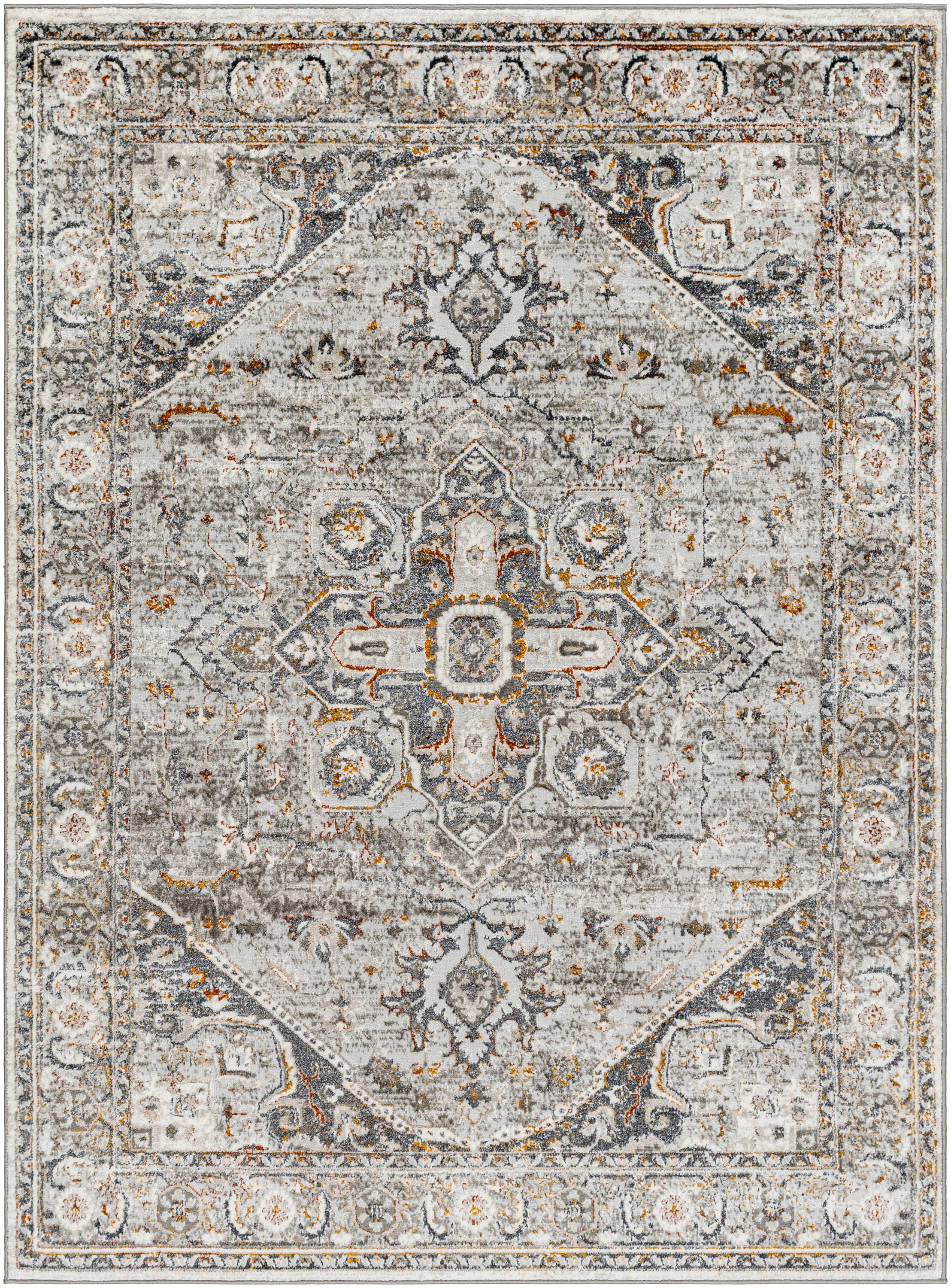 Livabliss SFO2326-71010 San Francisco 7 x 10 (ft) Flatweave Polyester/Polypropylene Orange/gray Rectangular Indoor Vintage Area rug