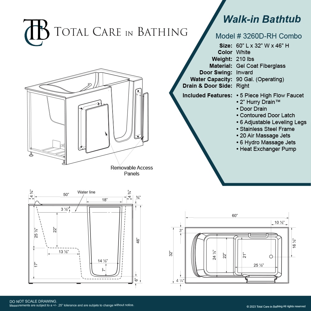 Total Care in Bathing 3260D COMBO RH bathtubs - View #8