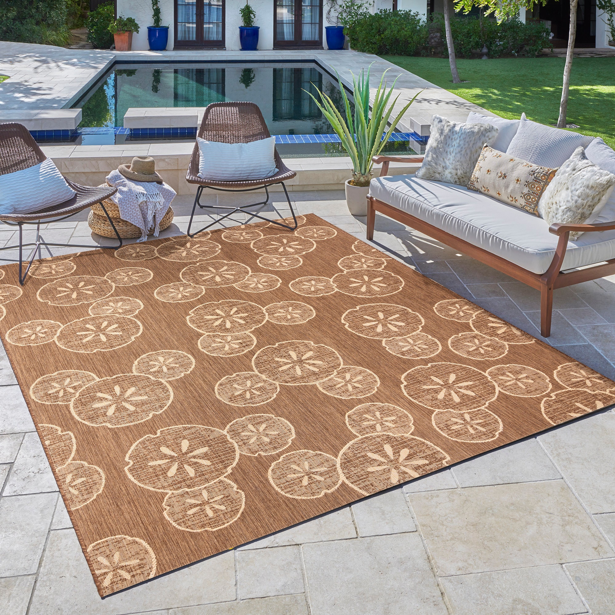 Disney 25502 8 x 10 (ft) Polypropylene Havana/Sand Rectangular Indoor/Outdoor Coastal Area rug