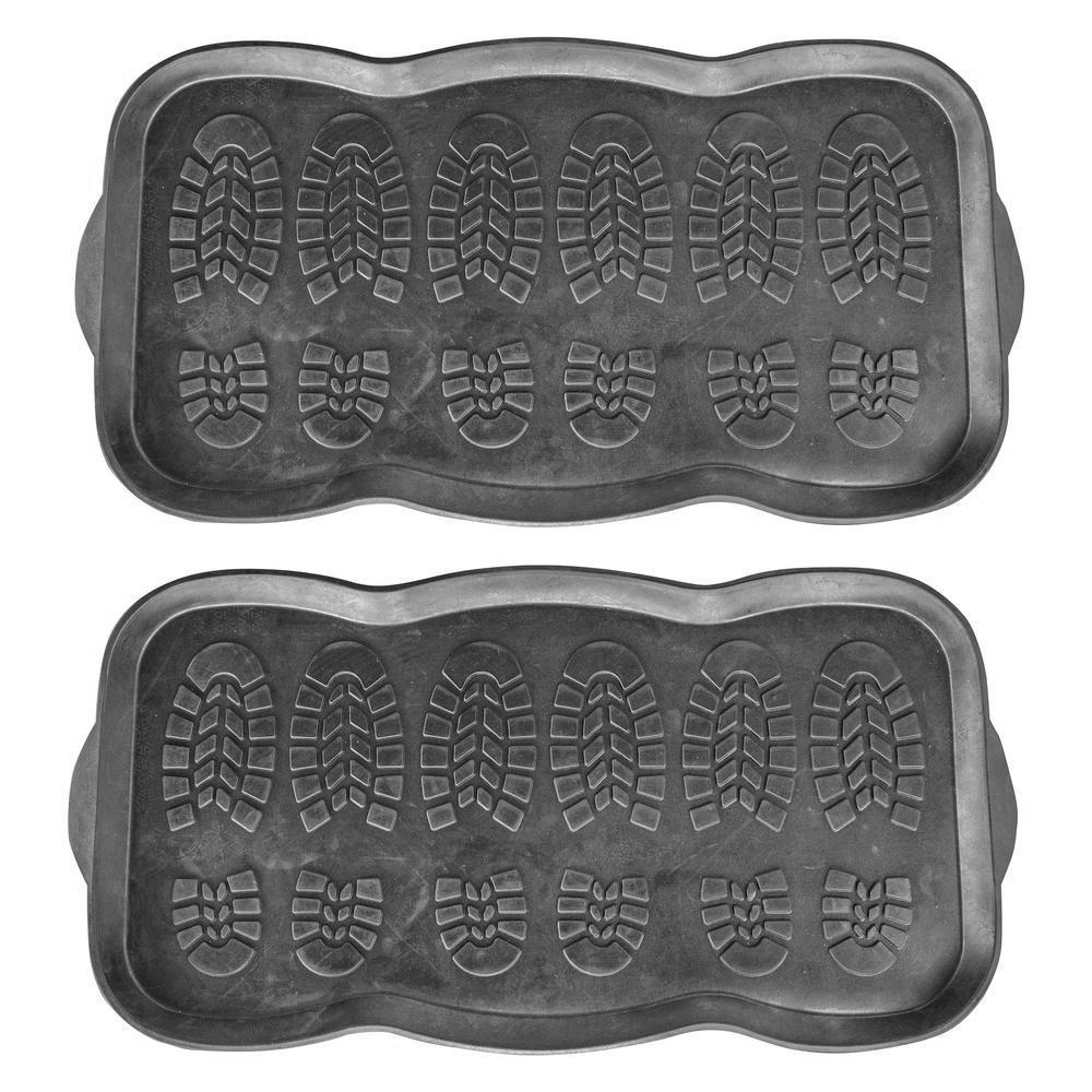 Extra Large Rubber Boot Tray Wet Shoe Mat 32 x 16, Footprints