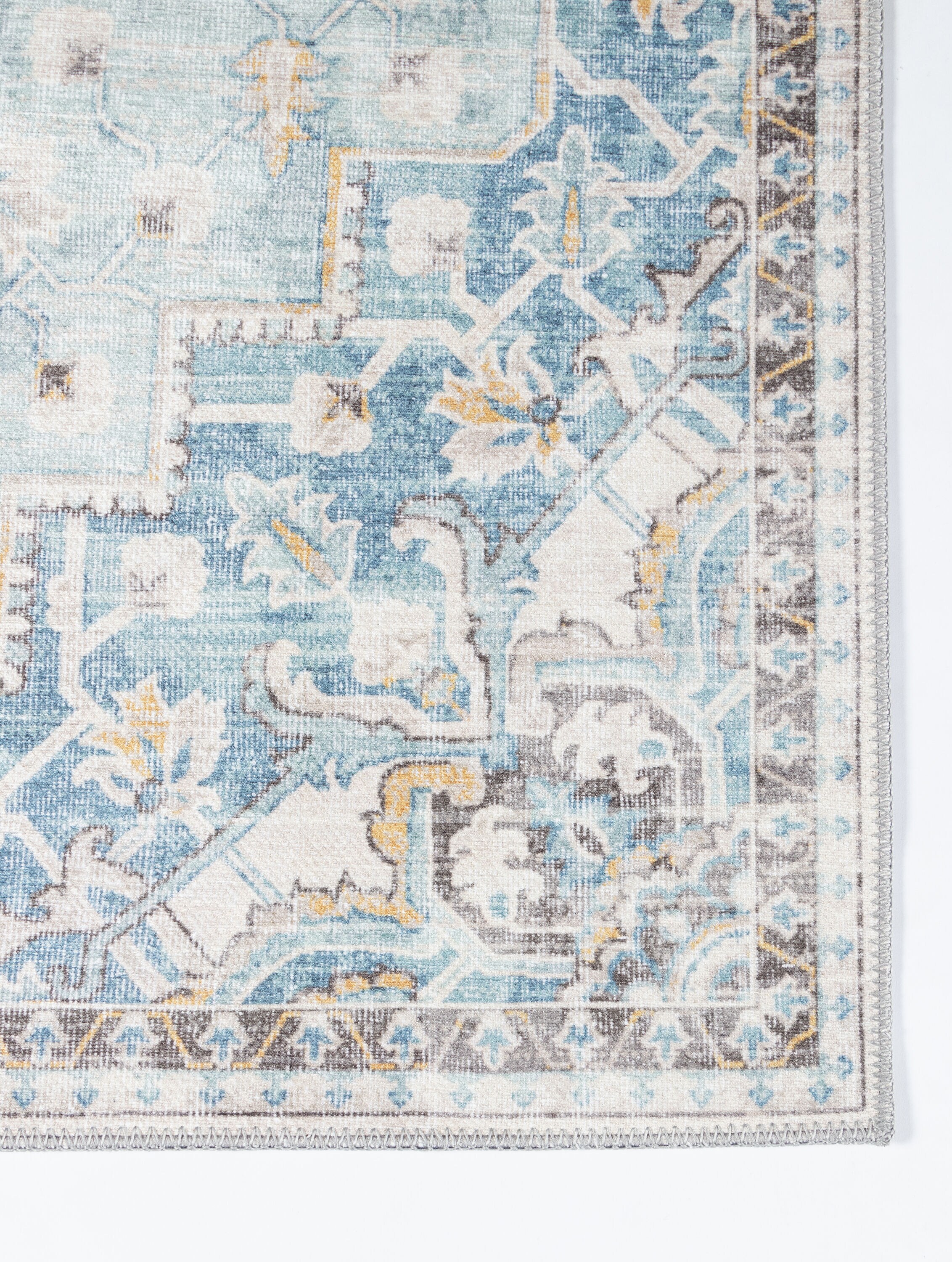 Light Blue Rectangular Synthetic 5' x 7' Area Rug