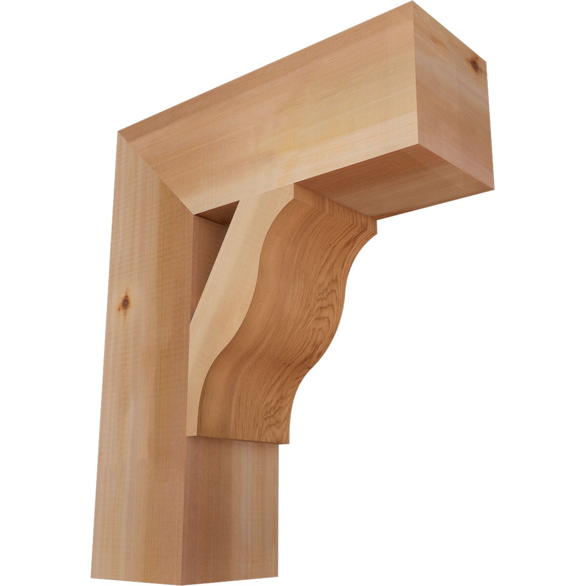 Ekena Millwork BKT06X18X22FST05SWR Funston Block Smooth 5-1/2-in x 18-in x 22-in Western red cedar Brown Wood Standard bracket