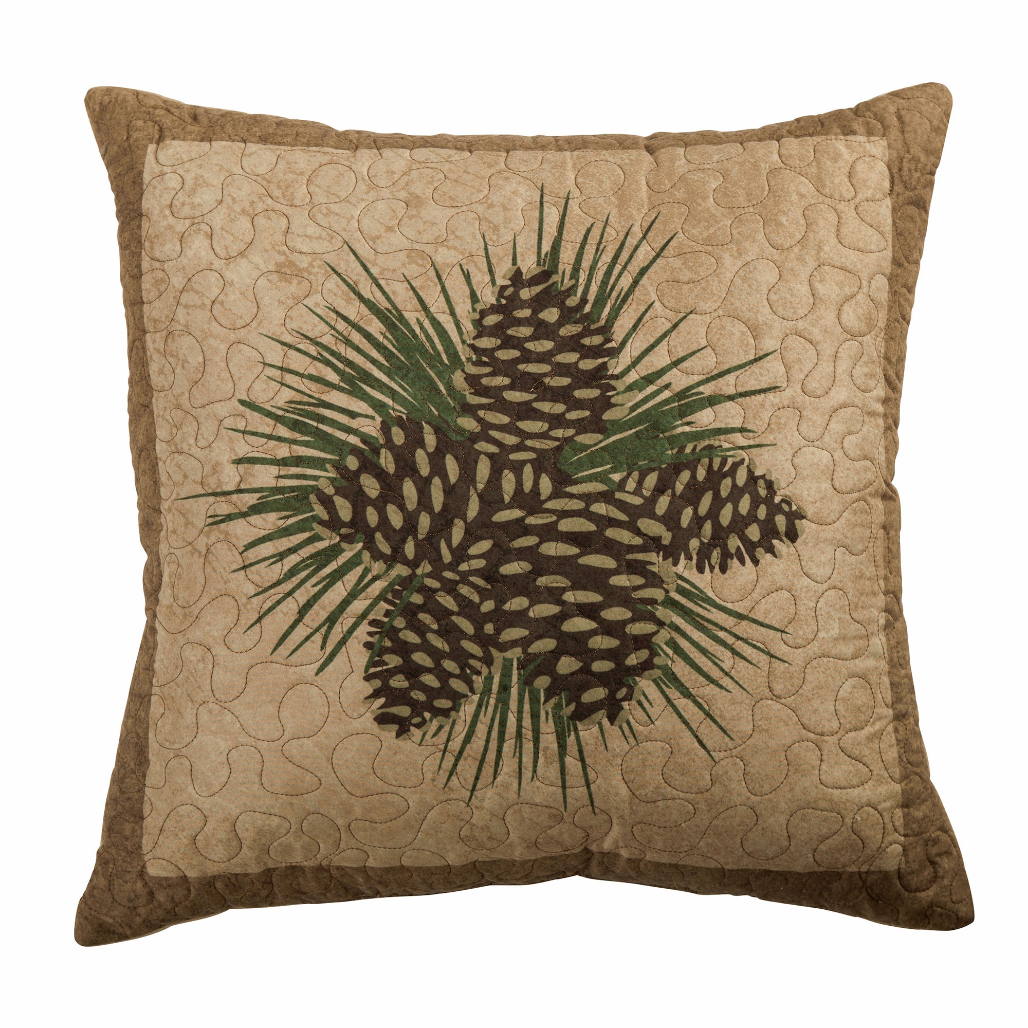 Medium Brown Quilted Pine Cone Decorative Throw Pillow