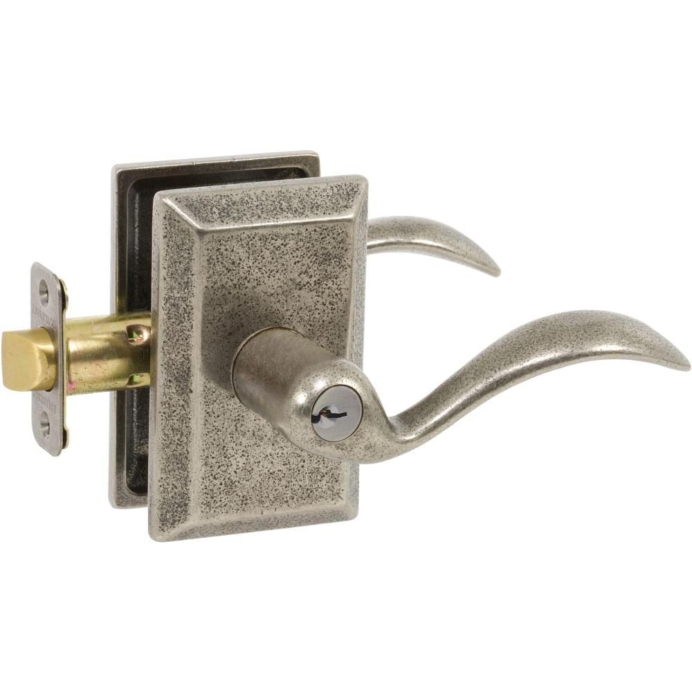 Delaney Hardware 691608SL Sandcast Aged Pewter Left-Hand ed Exterior Keyed Entry Door Handle