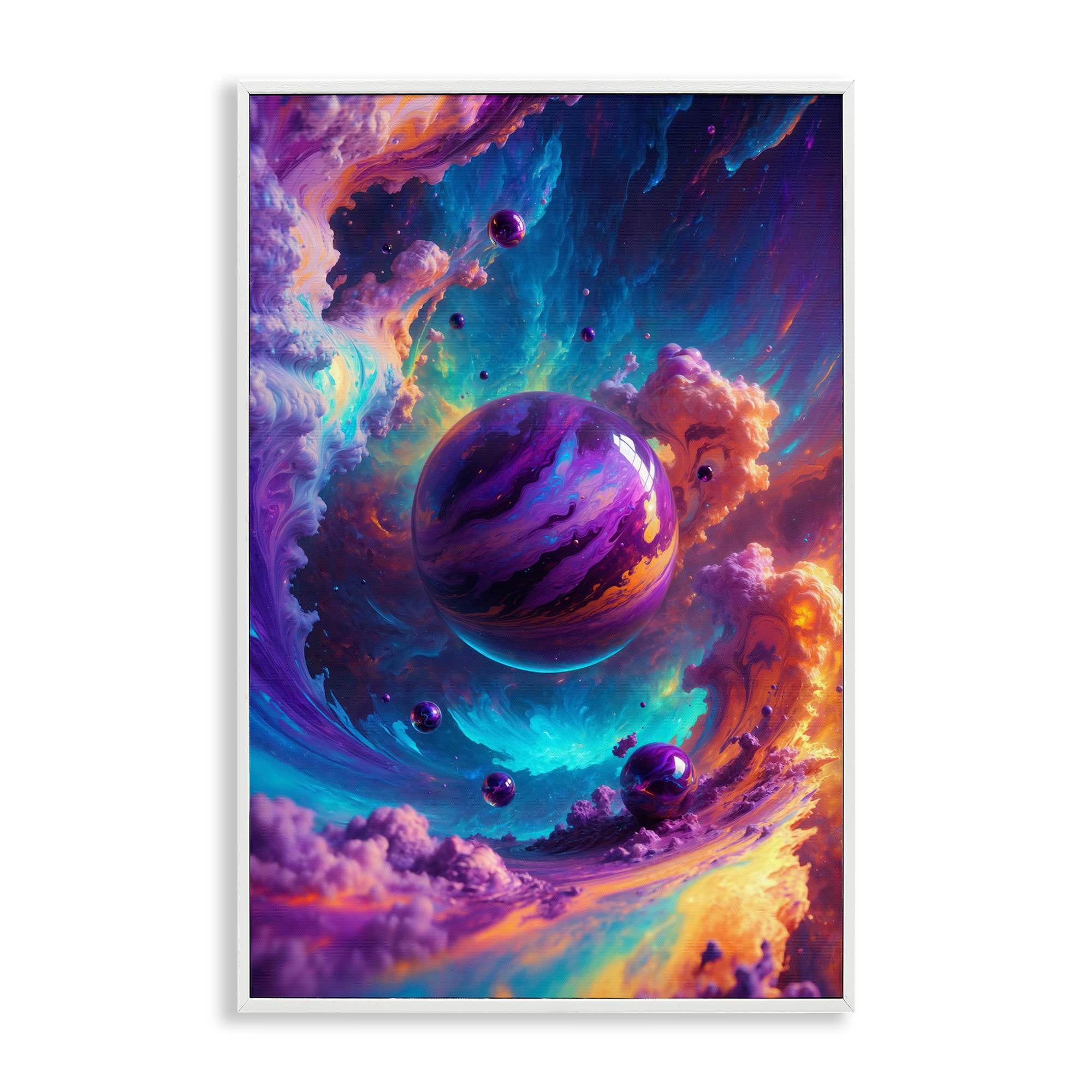 Stupell Industries BT-297-WFR-16X24 Surreal Planets with Chromatic Clouds Framed Giclee design by Wumples